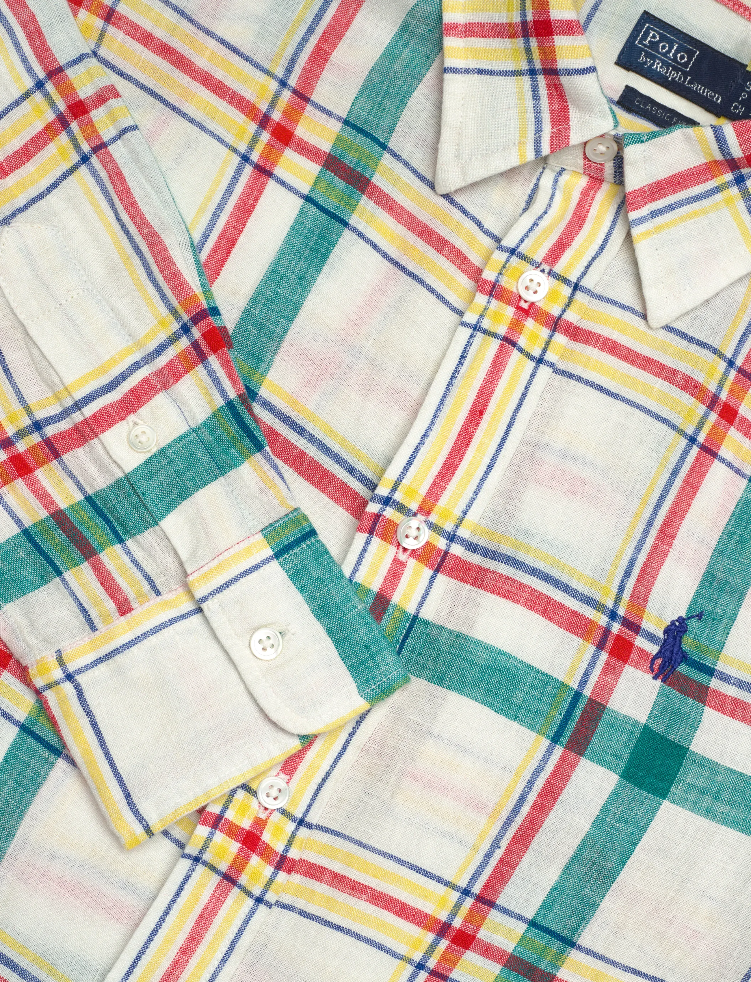 Polo Ralph Lauren - Classic Fit Plaid Linen Shirt - denimskjorter - 2017 white-teal-r - 2