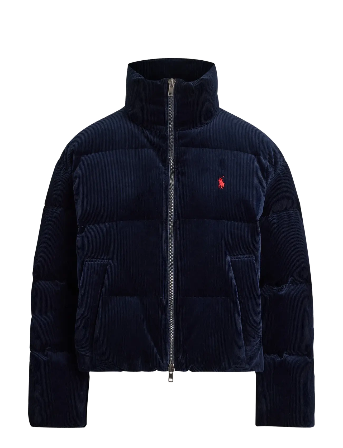 Quilted Corduroy Down Jacket - NAVY
