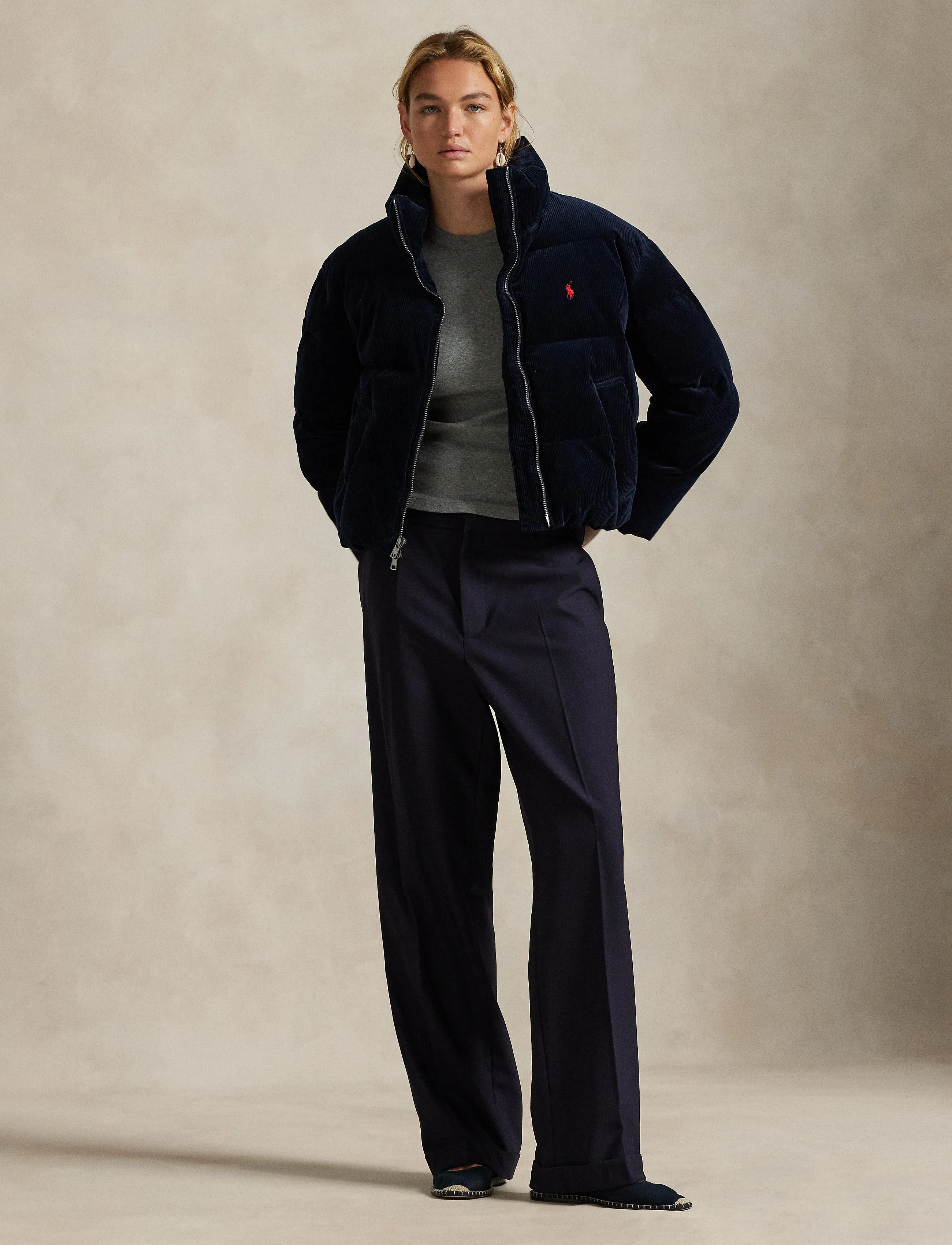 Polo Ralph Lauren Quilted Corduroy Down Jacket - Tøj - NAVY / navy