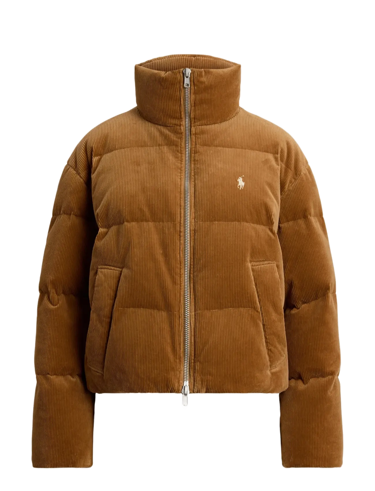 Quilted Corduroy Down Jacket - TAN
