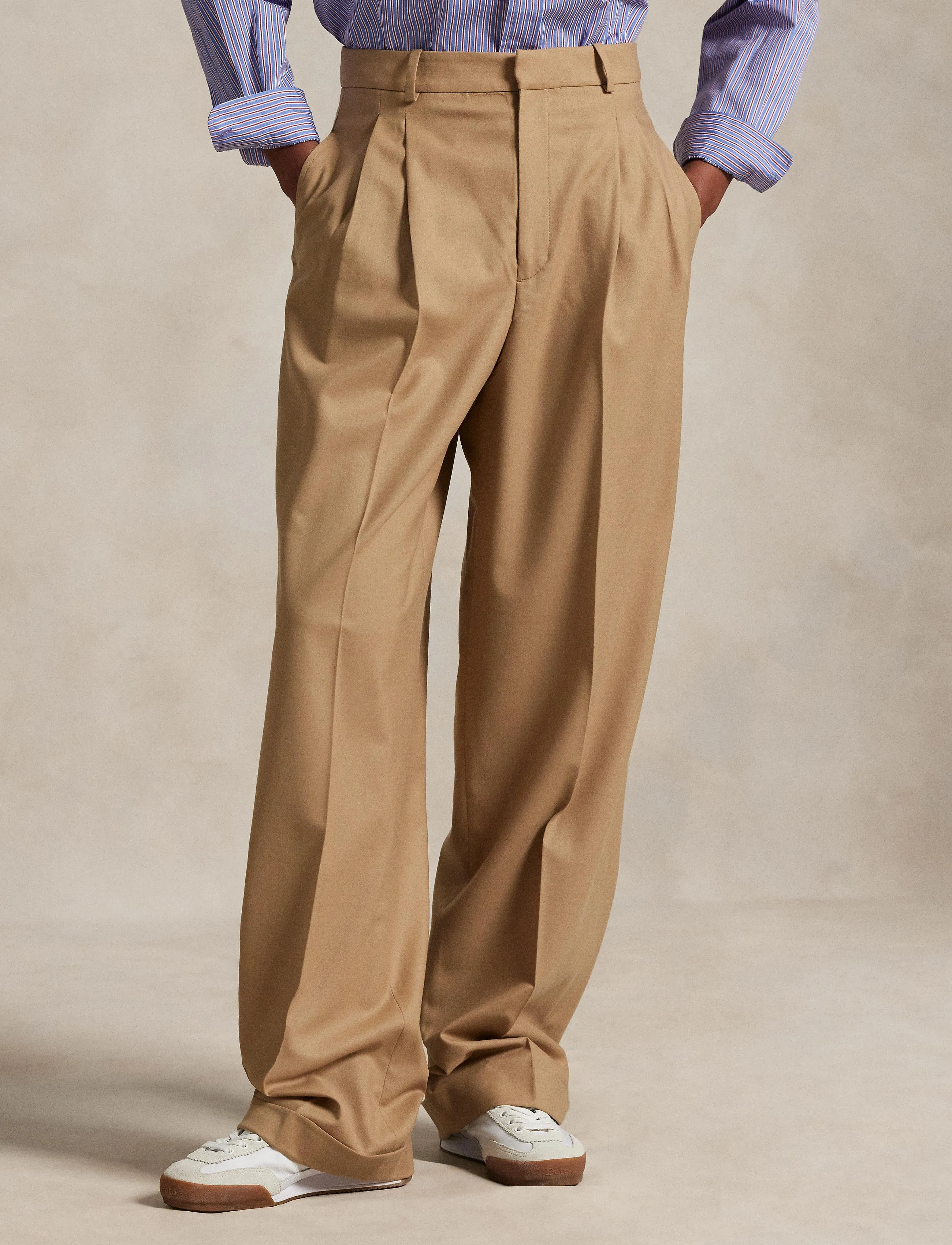 Polo Ralph Lauren Flannel Wide-Leg Pant, 34, Trousers, Beige - Wide Leg, Frauen
