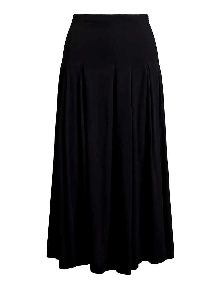 Polo Ralph Lauren - Pleated Crepe A-Line Skirt - midiseelikud - polo black - 1