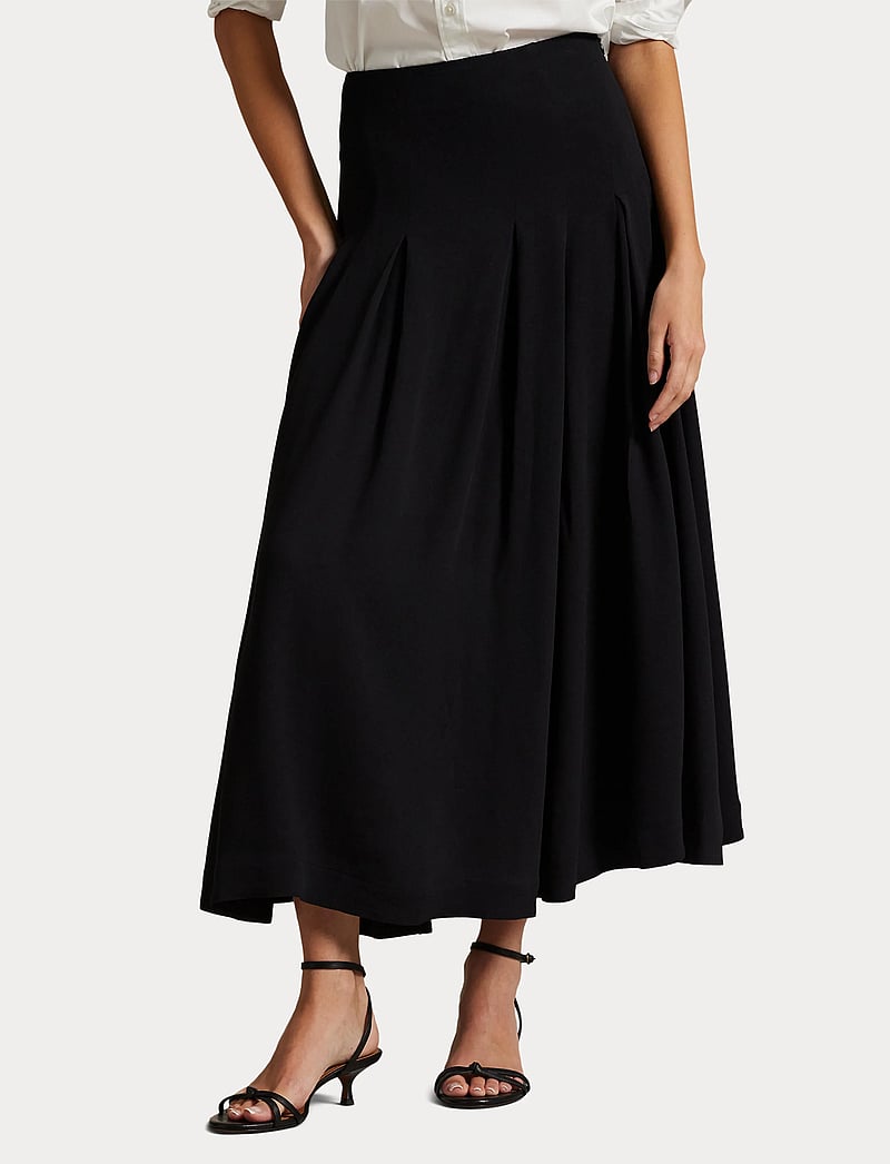 Polo Ralph Lauren - Pleated Crepe A-Line Skirt - midiseelikud - polo black - 5