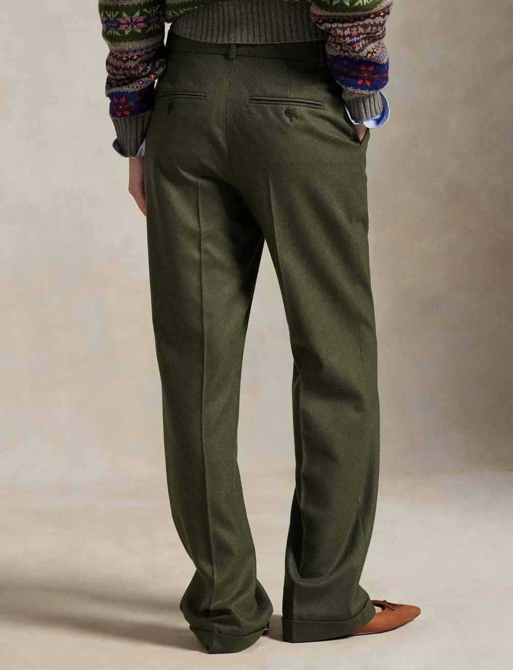 Polo Ralph Lauren - Wool Relaxed Straight Pant - tailored trousers - loden herringbone - 2