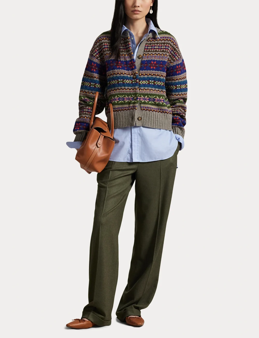 Polo Ralph Lauren - Wool Relaxed Straight Pant - tailored trousers - loden herringbone - 4