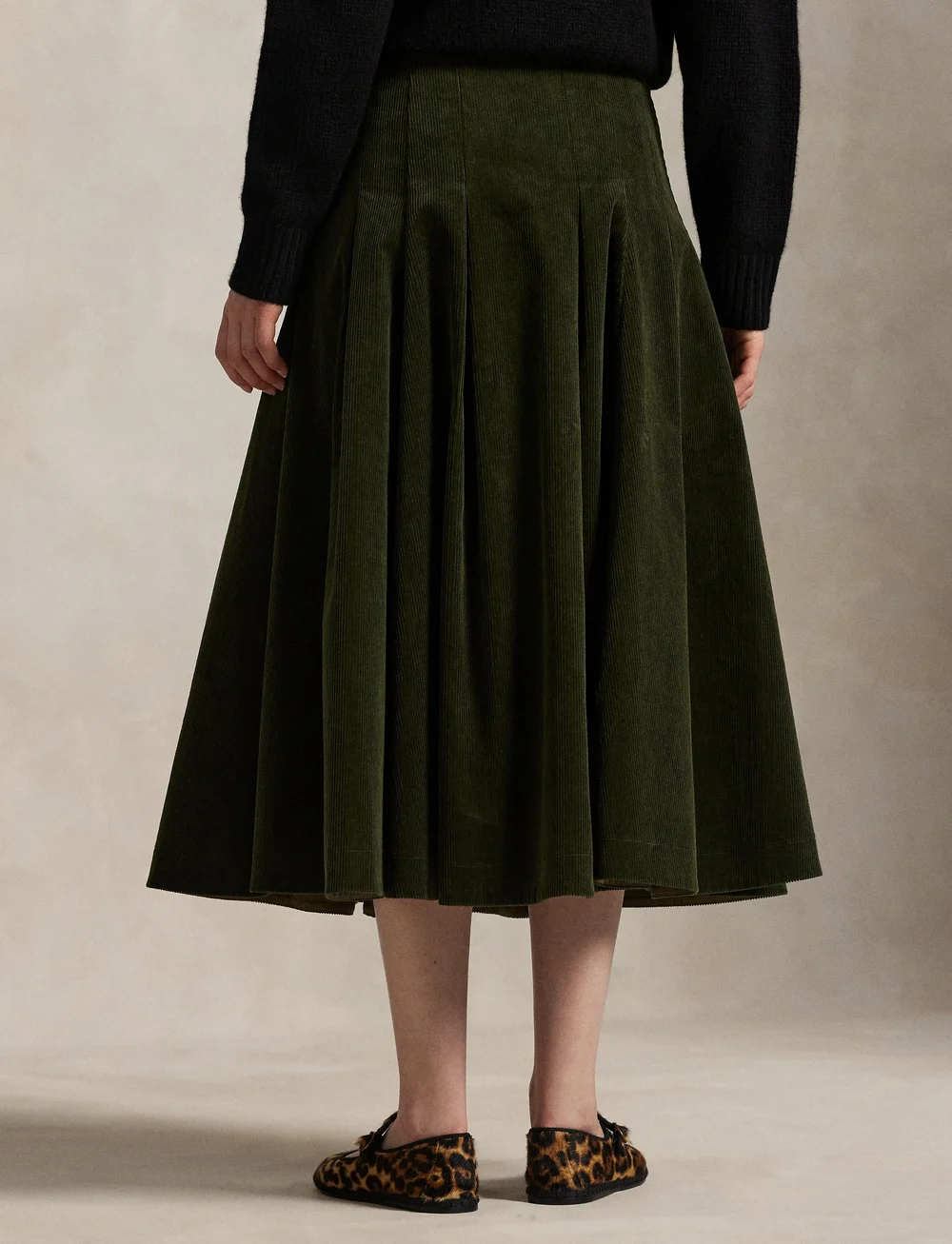Polo Ralph Lauren - Pleated Corduroy Skirt - midiseelikud - olive - 2