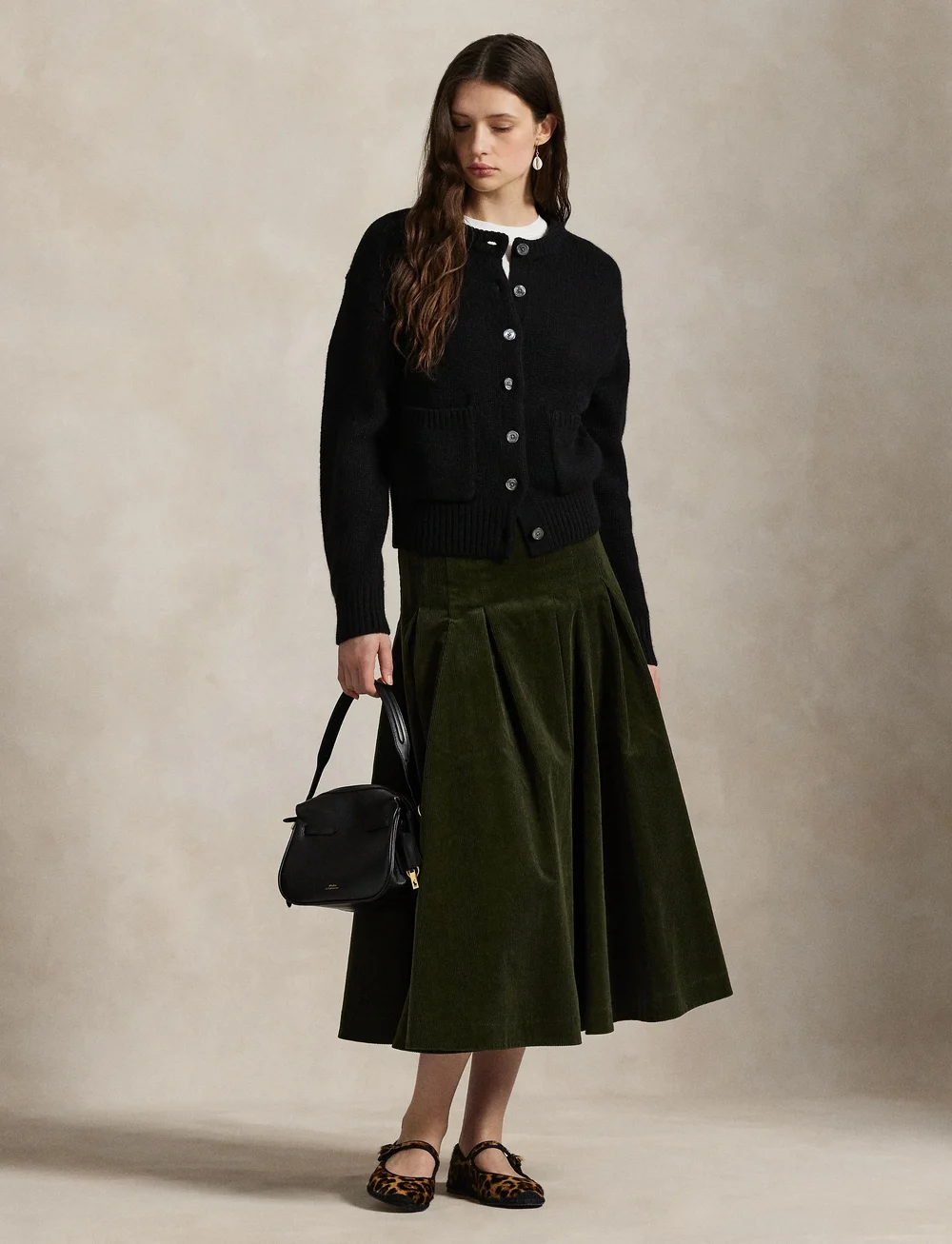 Polo Ralph Lauren - Pleated Corduroy Skirt - midiseelikud - olive - 3