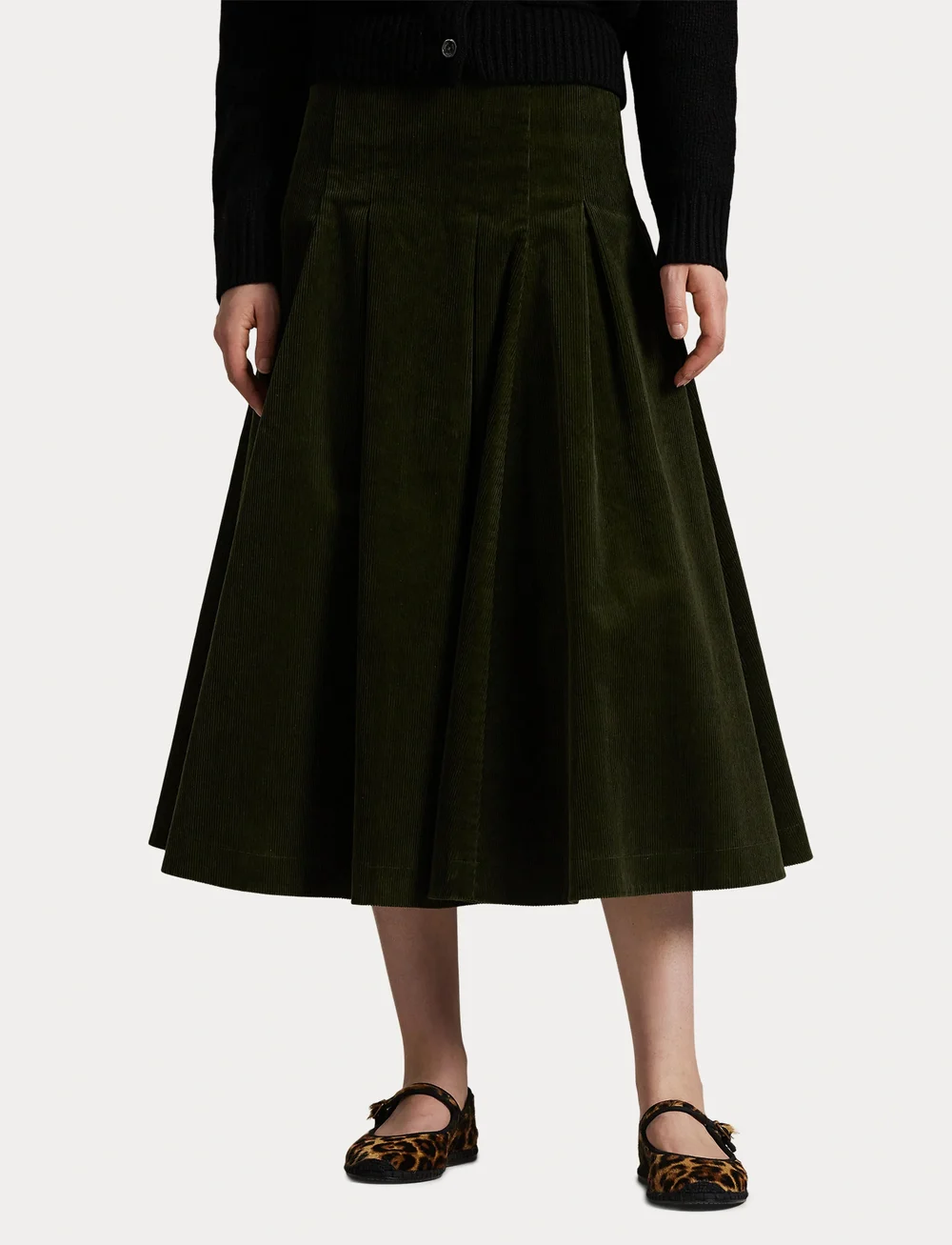 Polo Ralph Lauren - Pleated Corduroy Skirt - midiseelikud - olive - 5