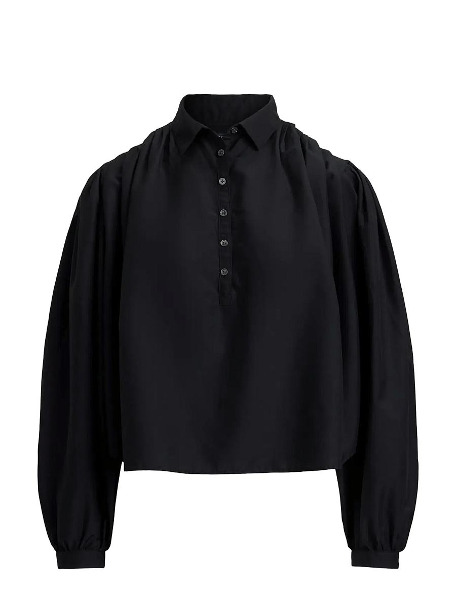 Polo Ralph Lauren - Pleated Cotton-Silk Shirt - chemises en jeans - polo black - 1