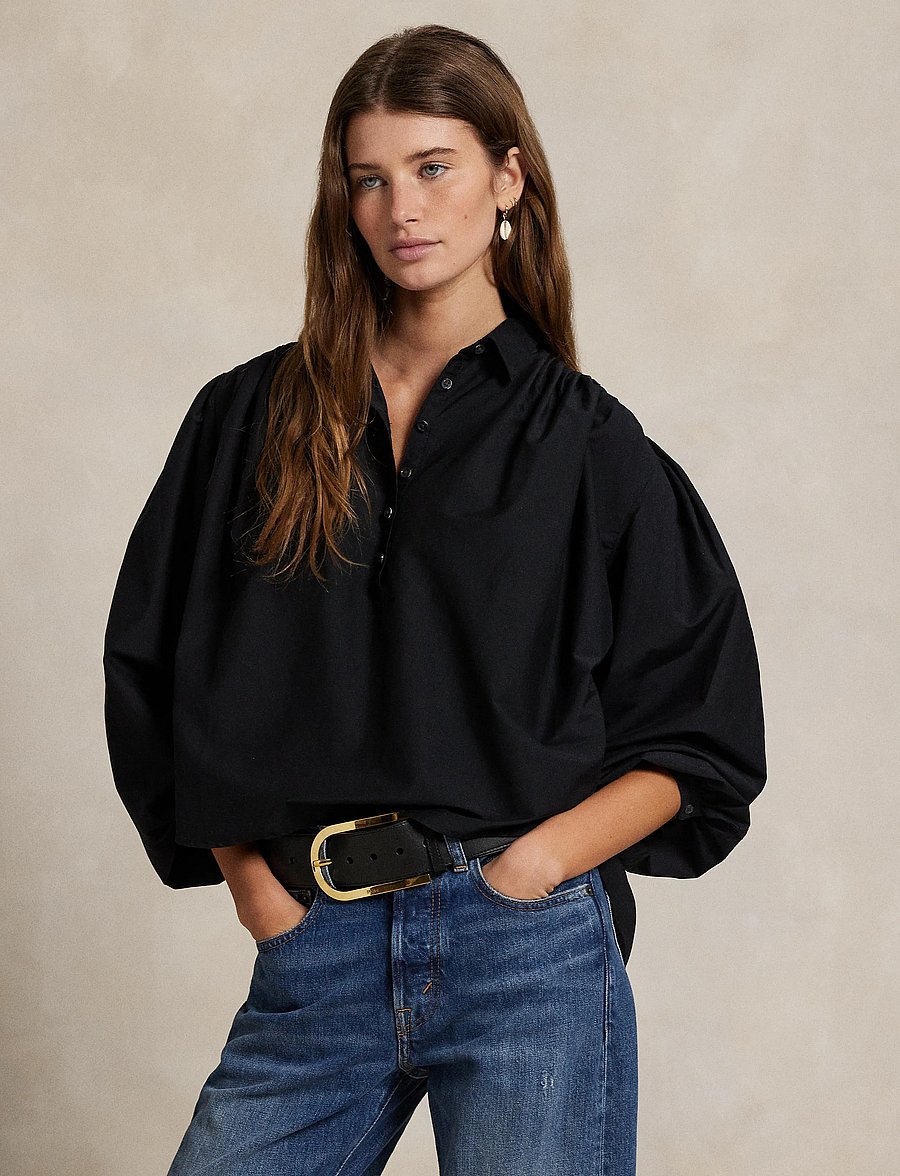 Polo Ralph Lauren - Pleated Cotton-Silk Shirt - chemises en jeans - polo black - 3