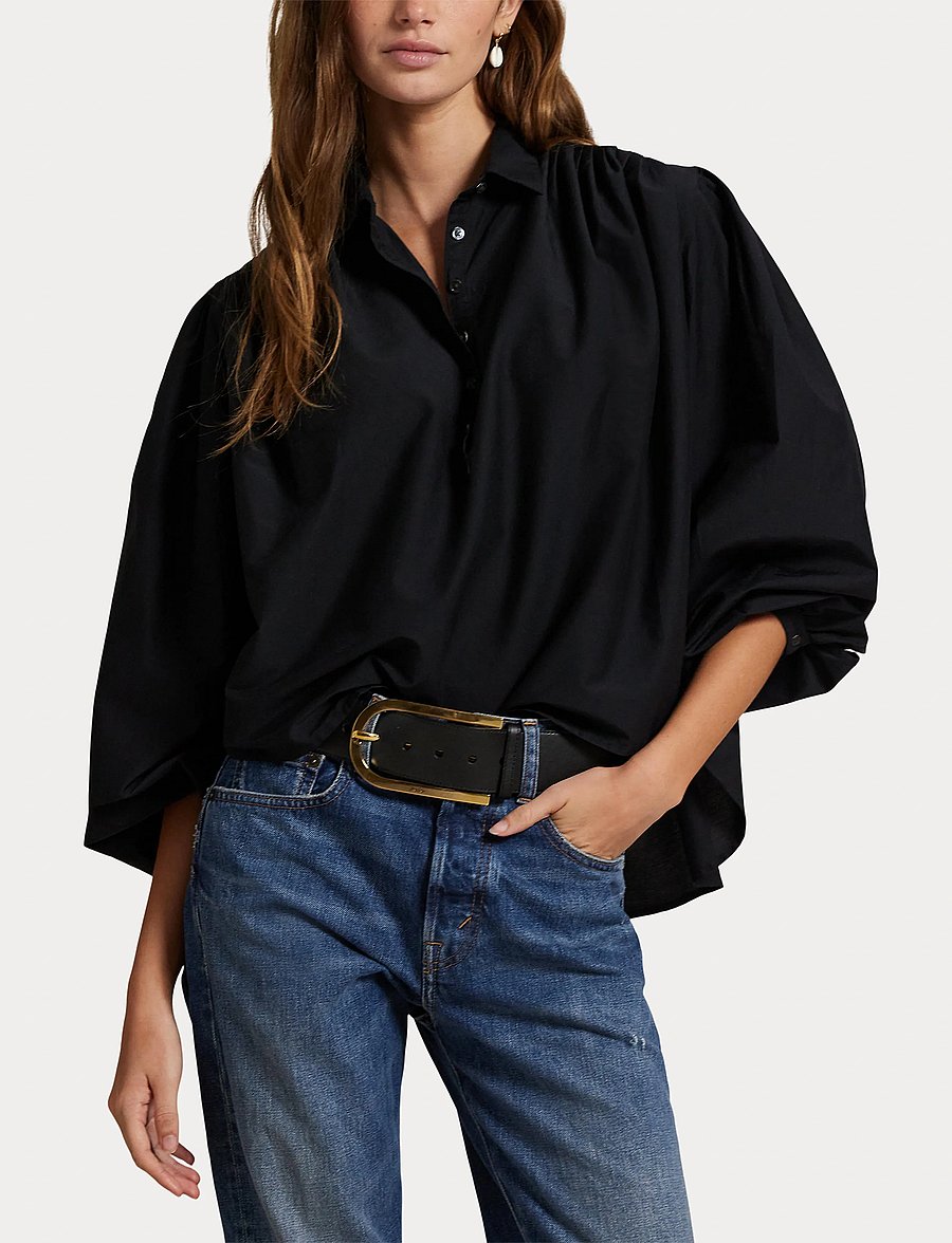 Polo Ralph Lauren - Pleated Cotton-Silk Shirt - chemises en jeans - polo black - 5