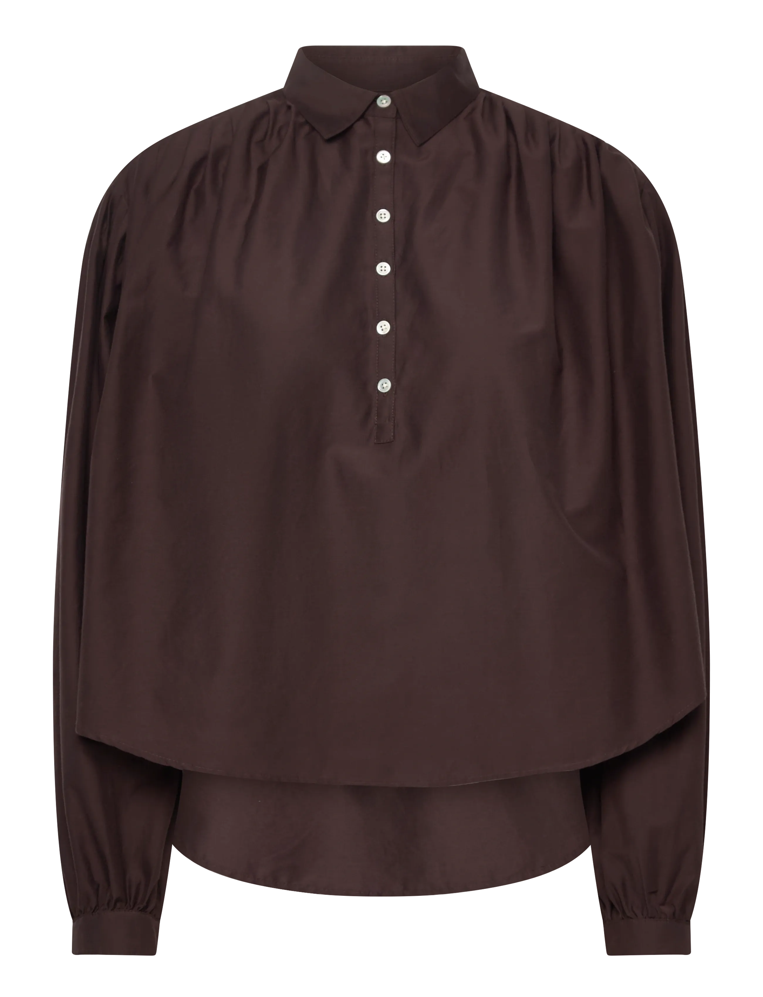 Polo Ralph Lauren Pleated Cotton-Silk Shirt - Blusen - SQUIRE BROWN / brown