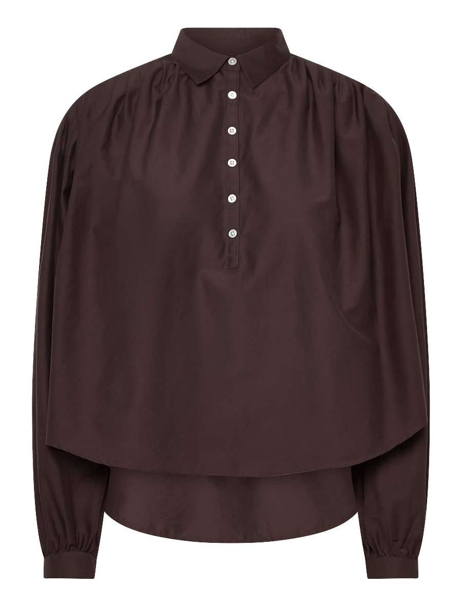 Polo Ralph Lauren - Pleated Cotton-Silk Shirt - denimskjorter - squire brown - 0