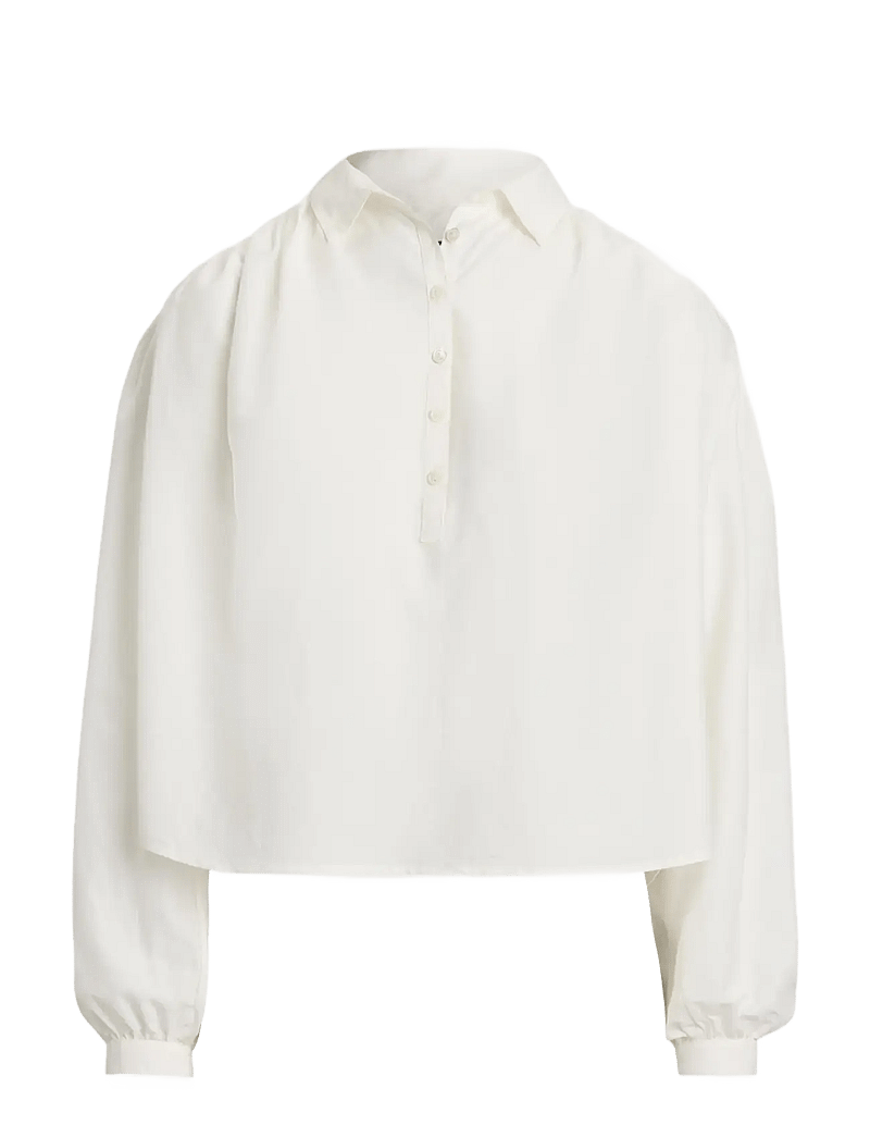 Polo Ralph Lauren - Pleated Cotton-Silk Shirt - jeansskjortor - white - 1