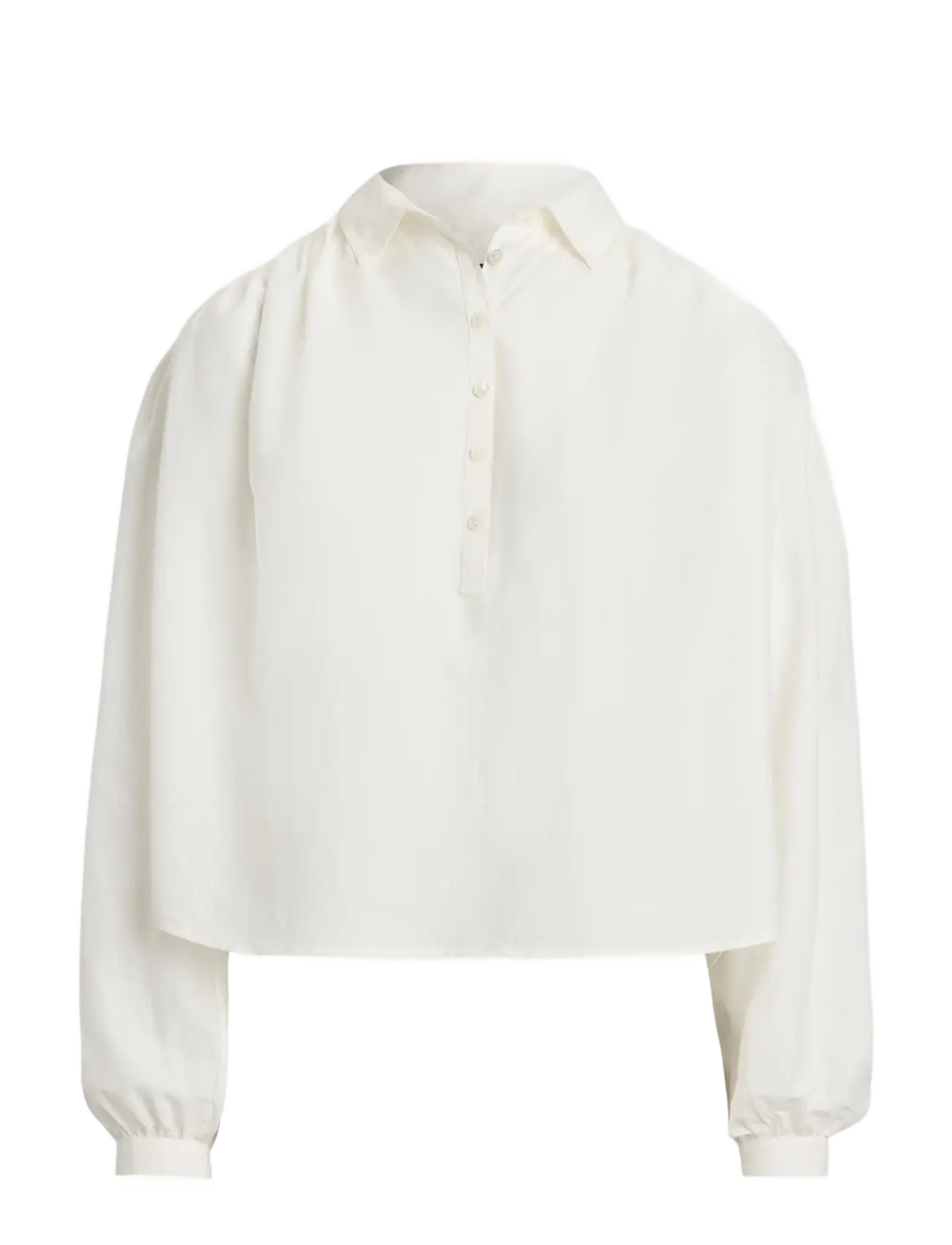 Polo Ralph Lauren Pleated Cotton-Silk Shirt - Polo Ralph Lauren - WHITE / blue