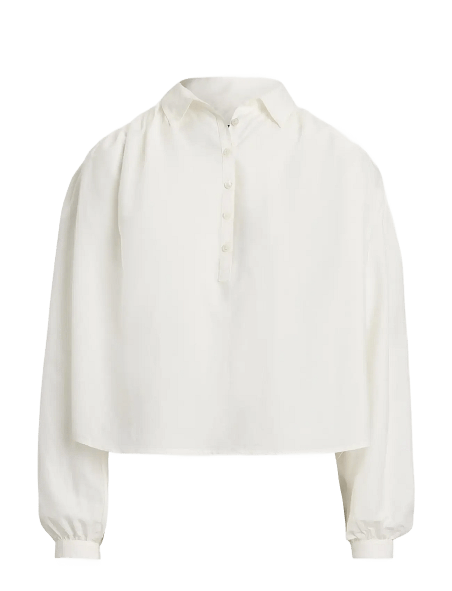 Polo Ralph Lauren - Pleated Cotton-Silk Shirt - chemises en jeans - white - 1