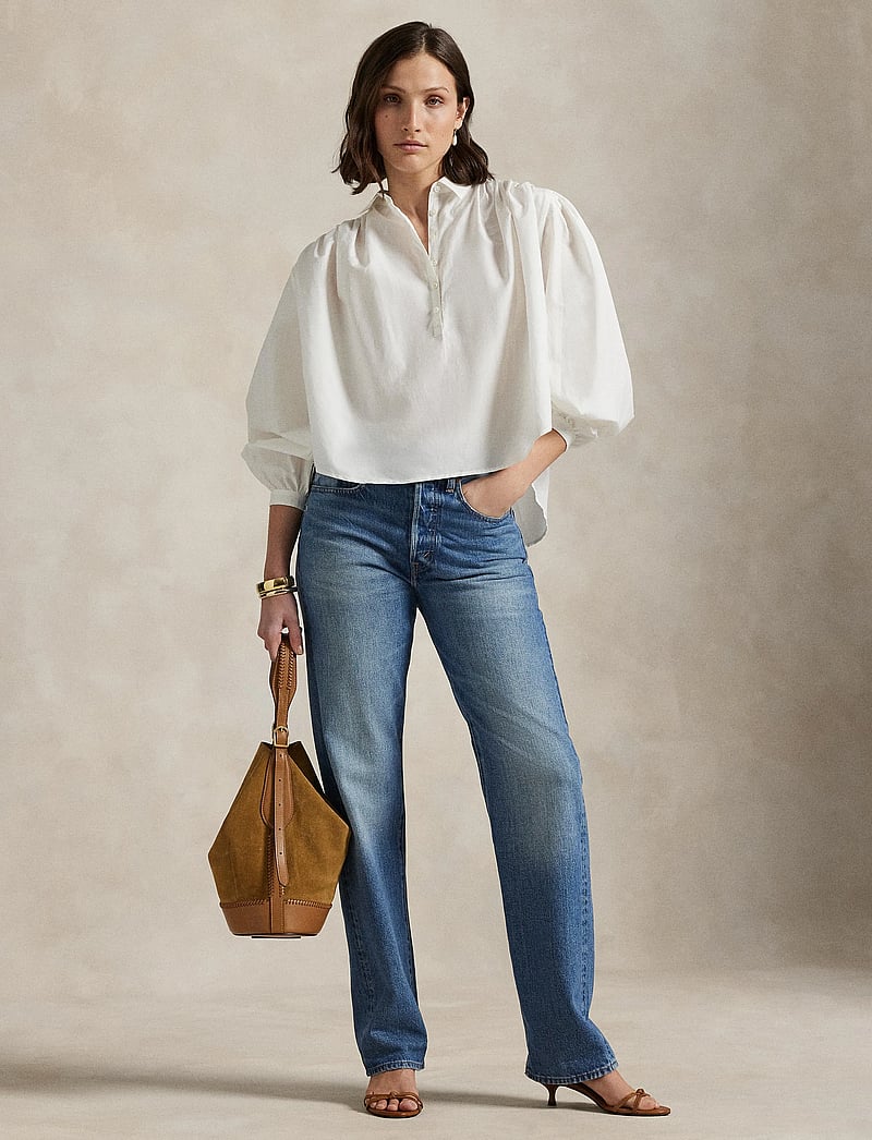 Polo Ralph Lauren - Pleated Cotton-Silk Shirt - jeansskjortor - white - 0