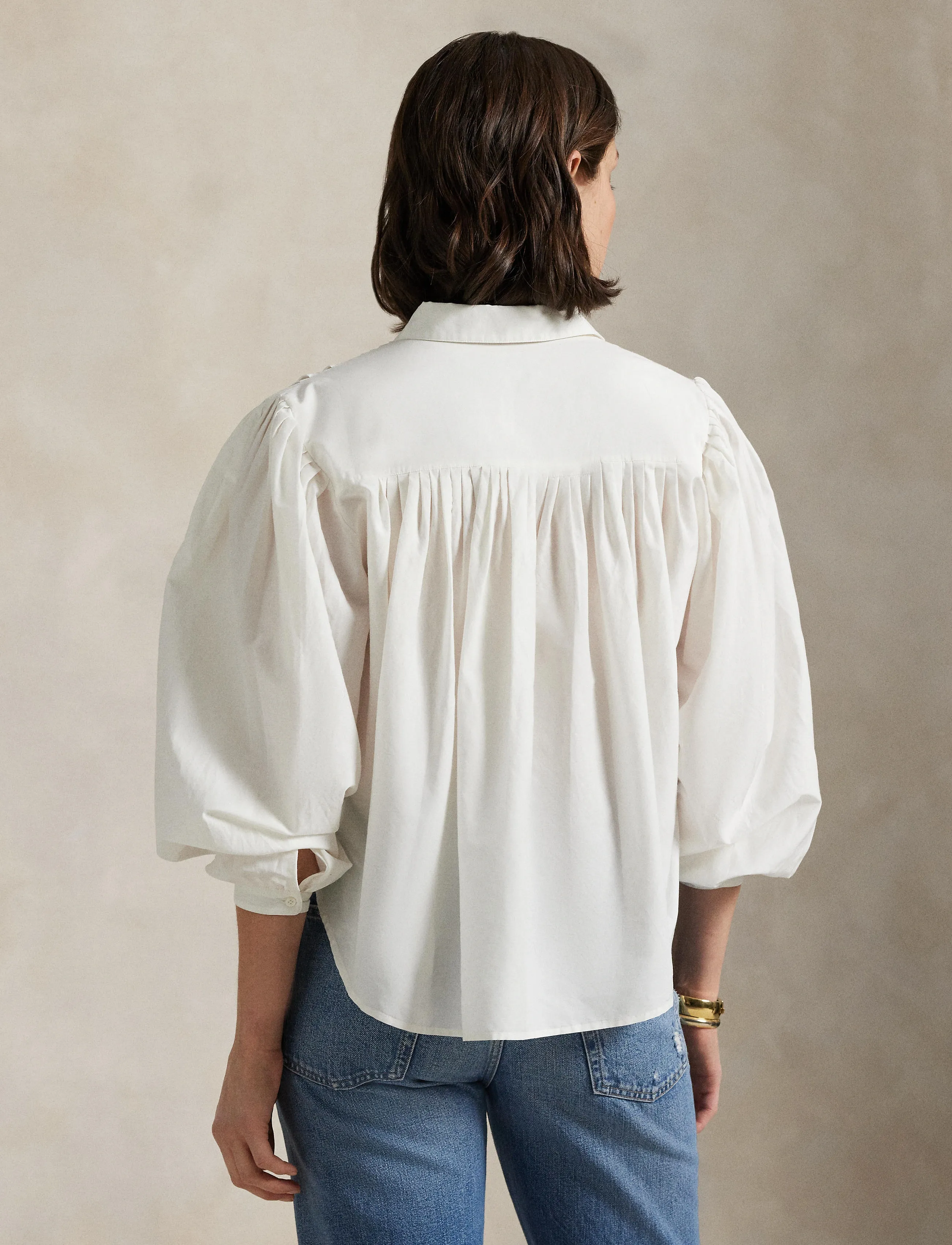 Polo Ralph Lauren - Pleated Cotton-Silk Shirt - chemises en jeans - white - 2