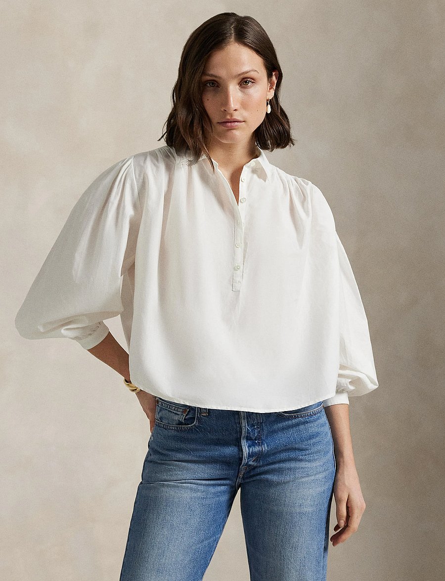Polo Ralph Lauren - Pleated Cotton-Silk Shirt - chemises en jeans - white - 3