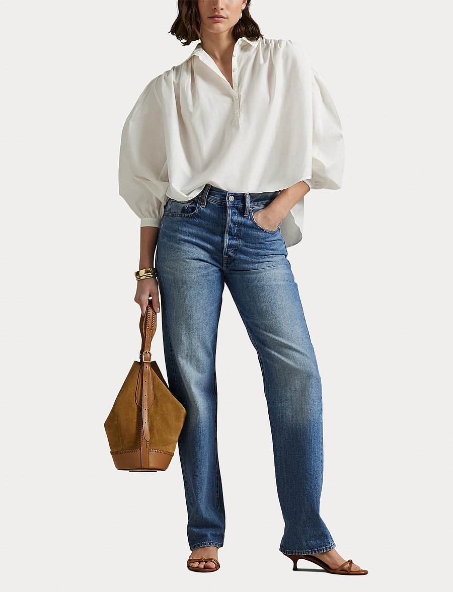 Polo Ralph Lauren - Pleated Cotton-Silk Shirt - chemises en jeans - white - 4
