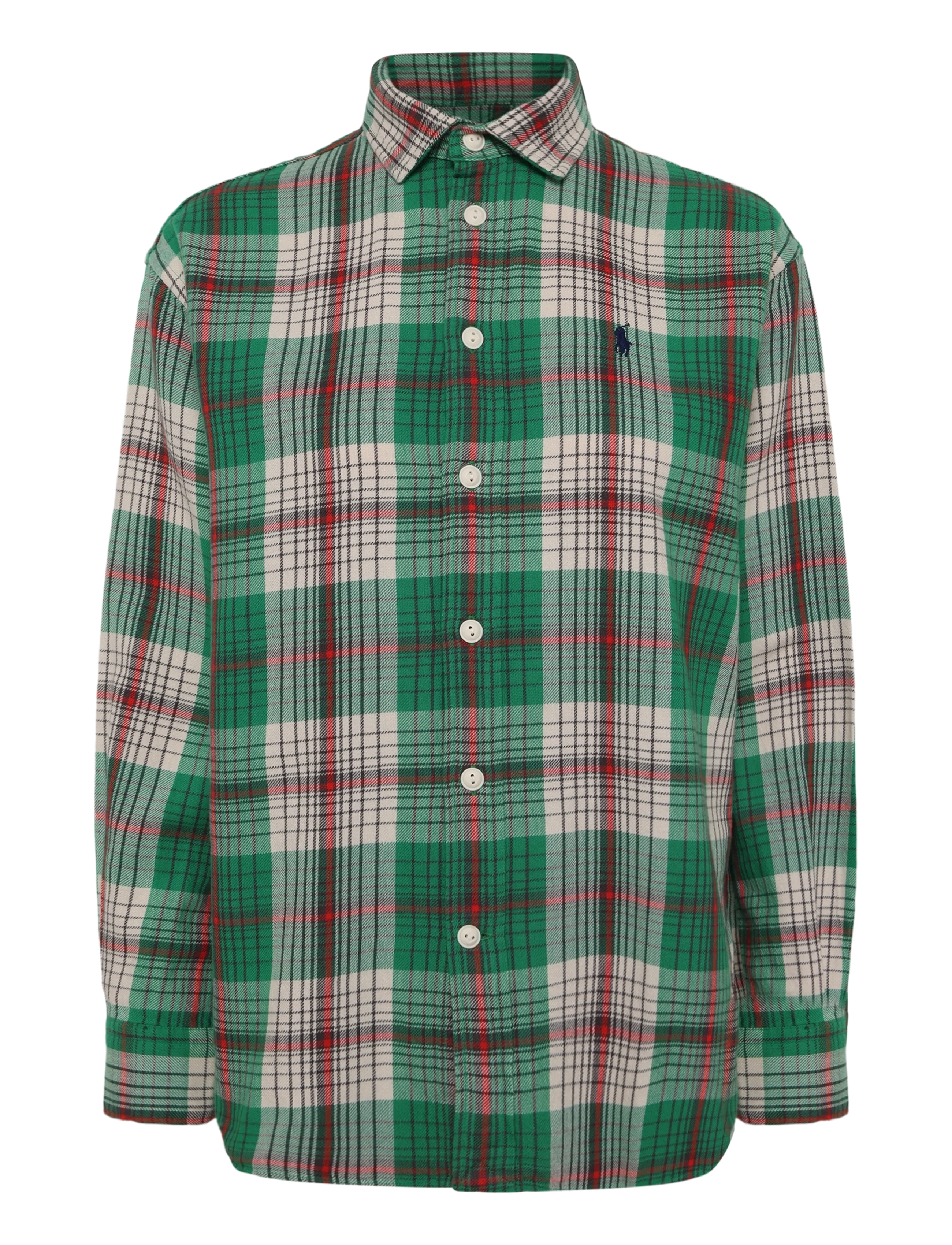 Polo Ralph Lauren Relaxed Fit Plaid Cotton Shirt - Kleidung - 2024 GREEN-CREAM / green