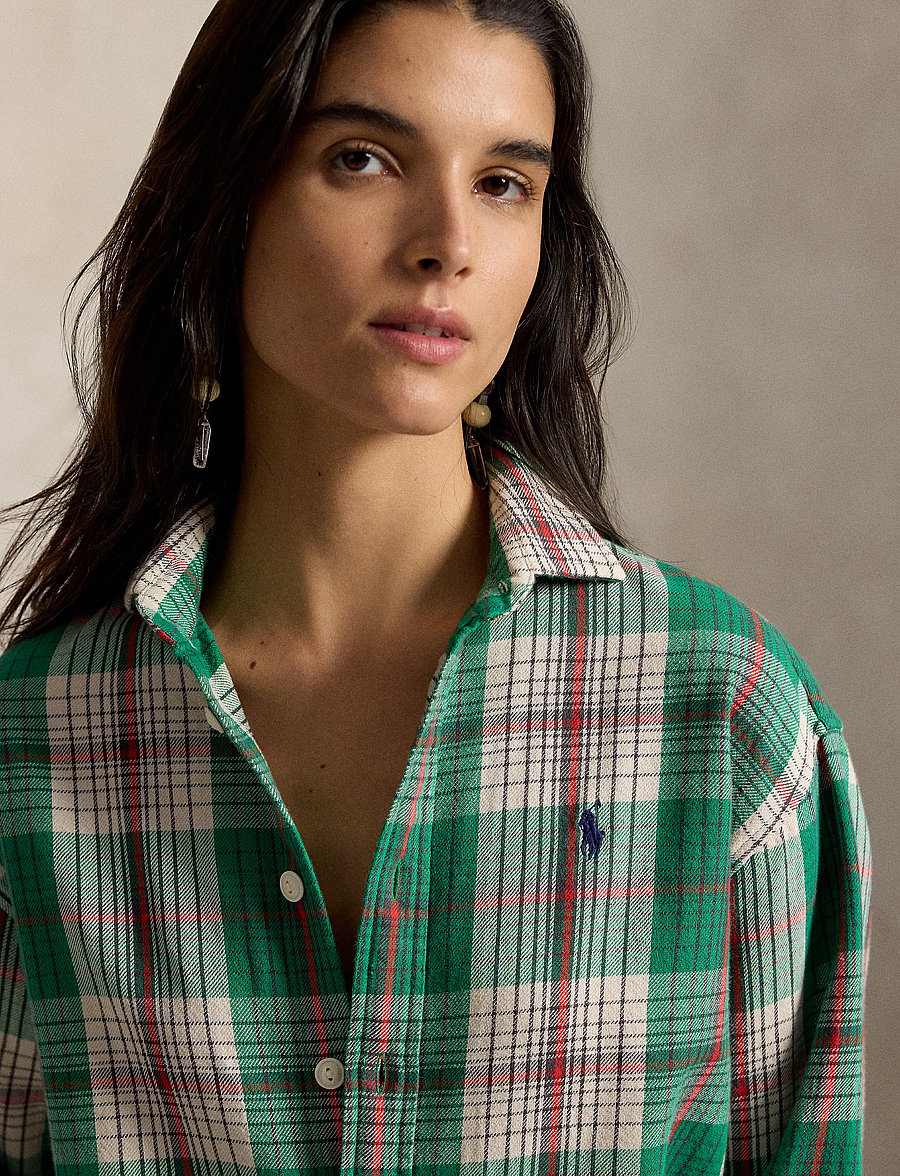 Polo Ralph Lauren - Relaxed Fit Plaid Cotton Shirt - långärmade skjortor - 2024 green-cream - 5