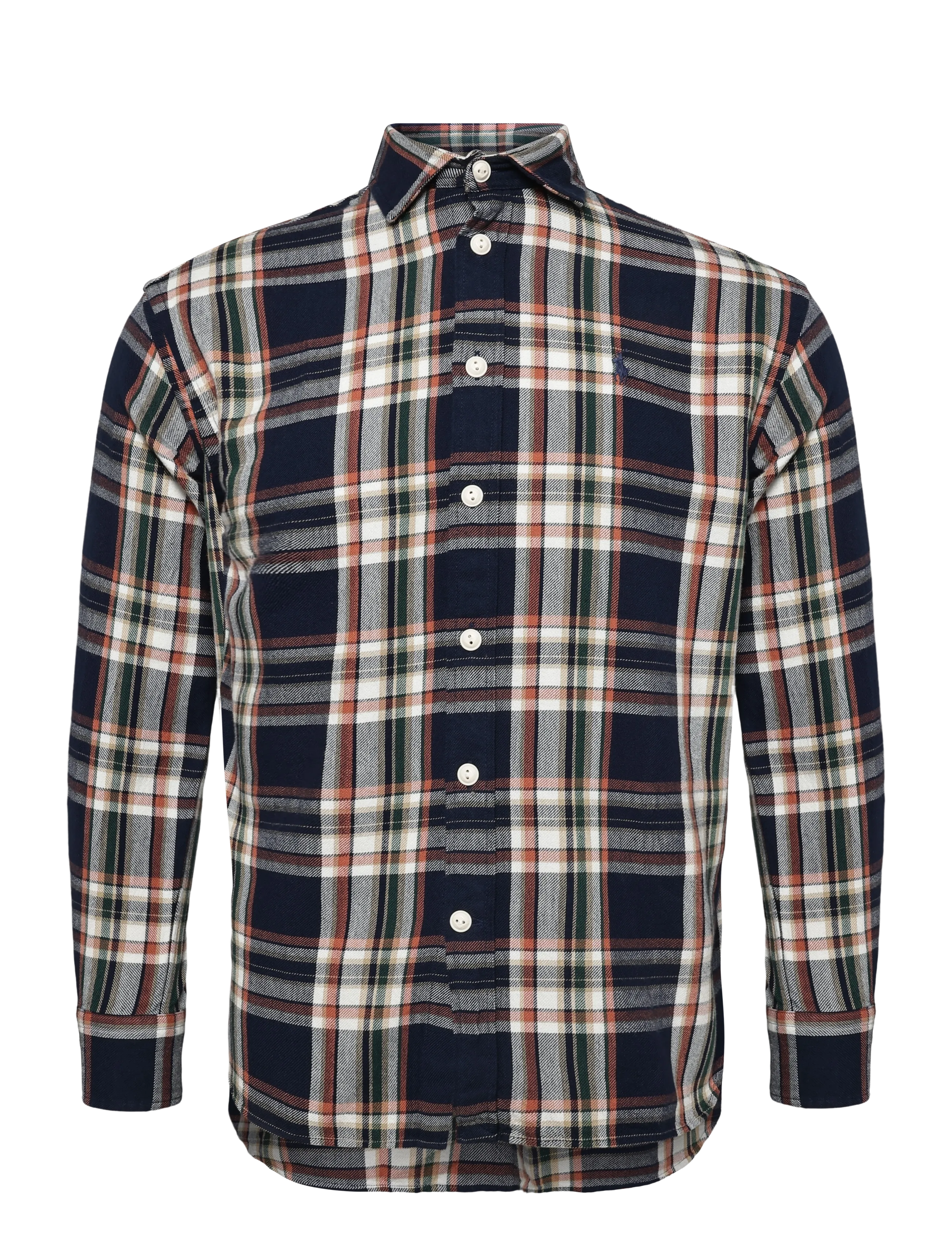 Polo Ralph Lauren Relaxed Fit Plaid Cotton Shirt - Ikdienas stils - 2065 NAVY-ORANGE / navy