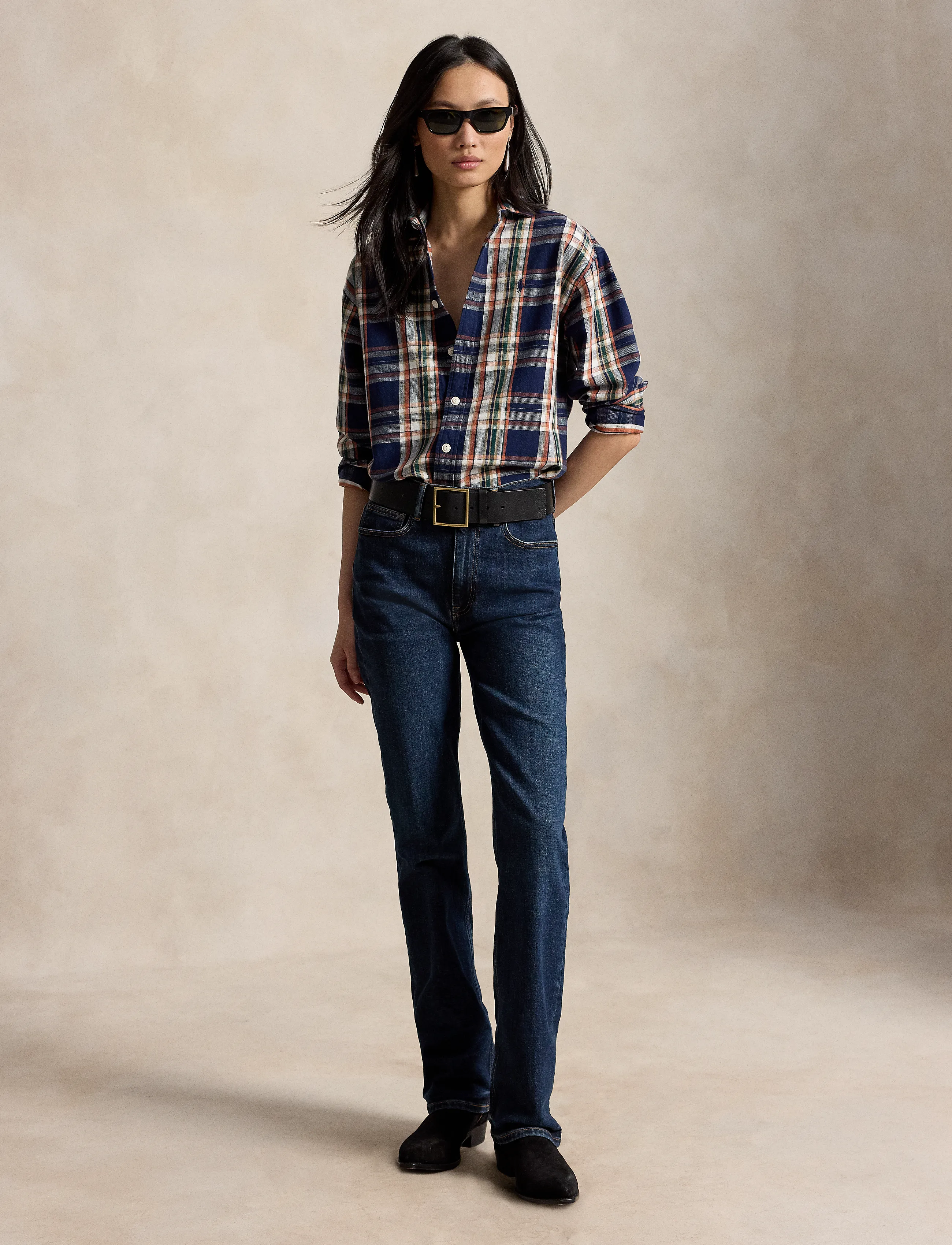 Polo Ralph Lauren - Relaxed Fit Plaid Cotton Shirt - long-sleeved shirts - 2065 navy-orange - 0