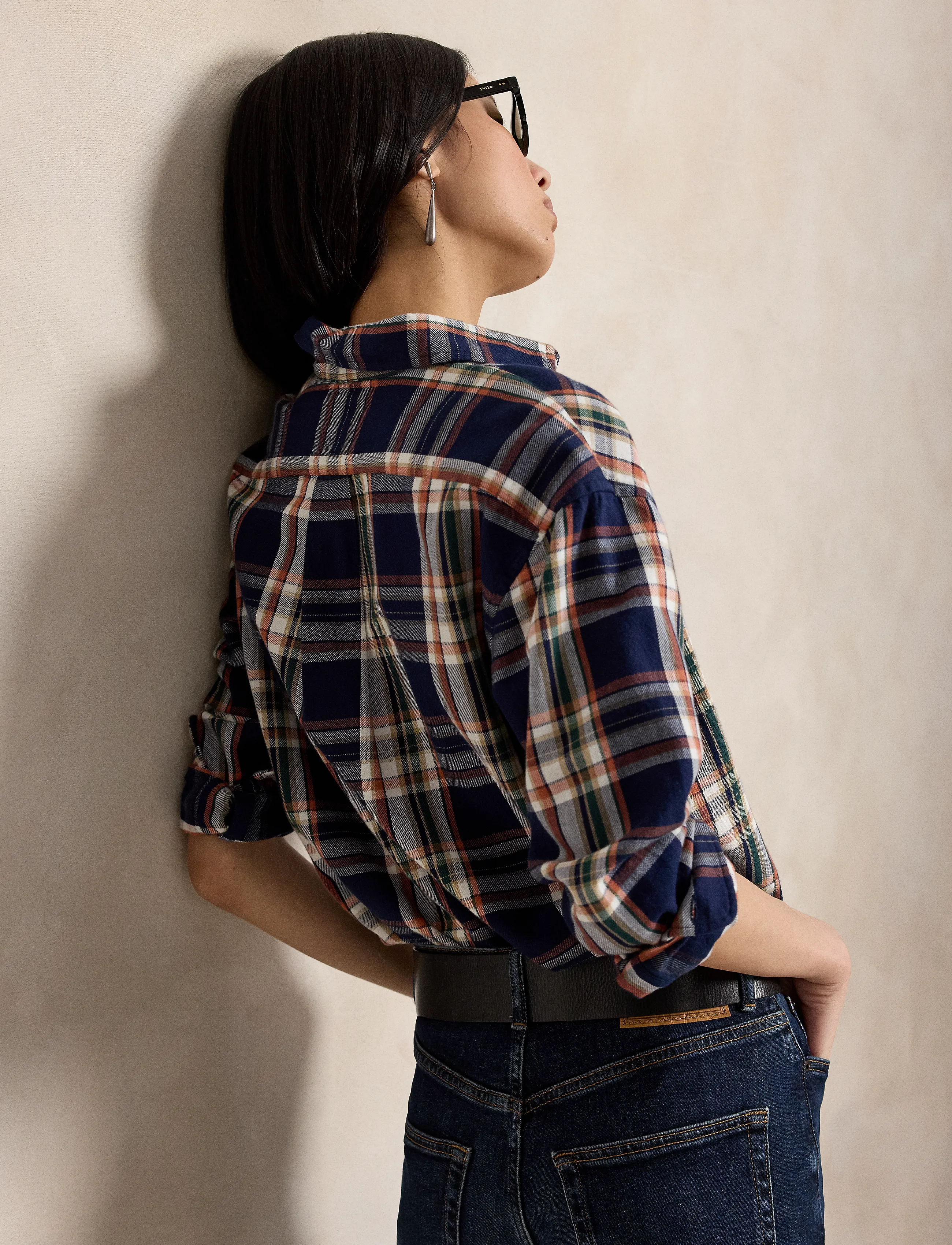 Polo Ralph Lauren - Relaxed Fit Plaid Cotton Shirt - long-sleeved shirts - 2065 navy-orange - 3