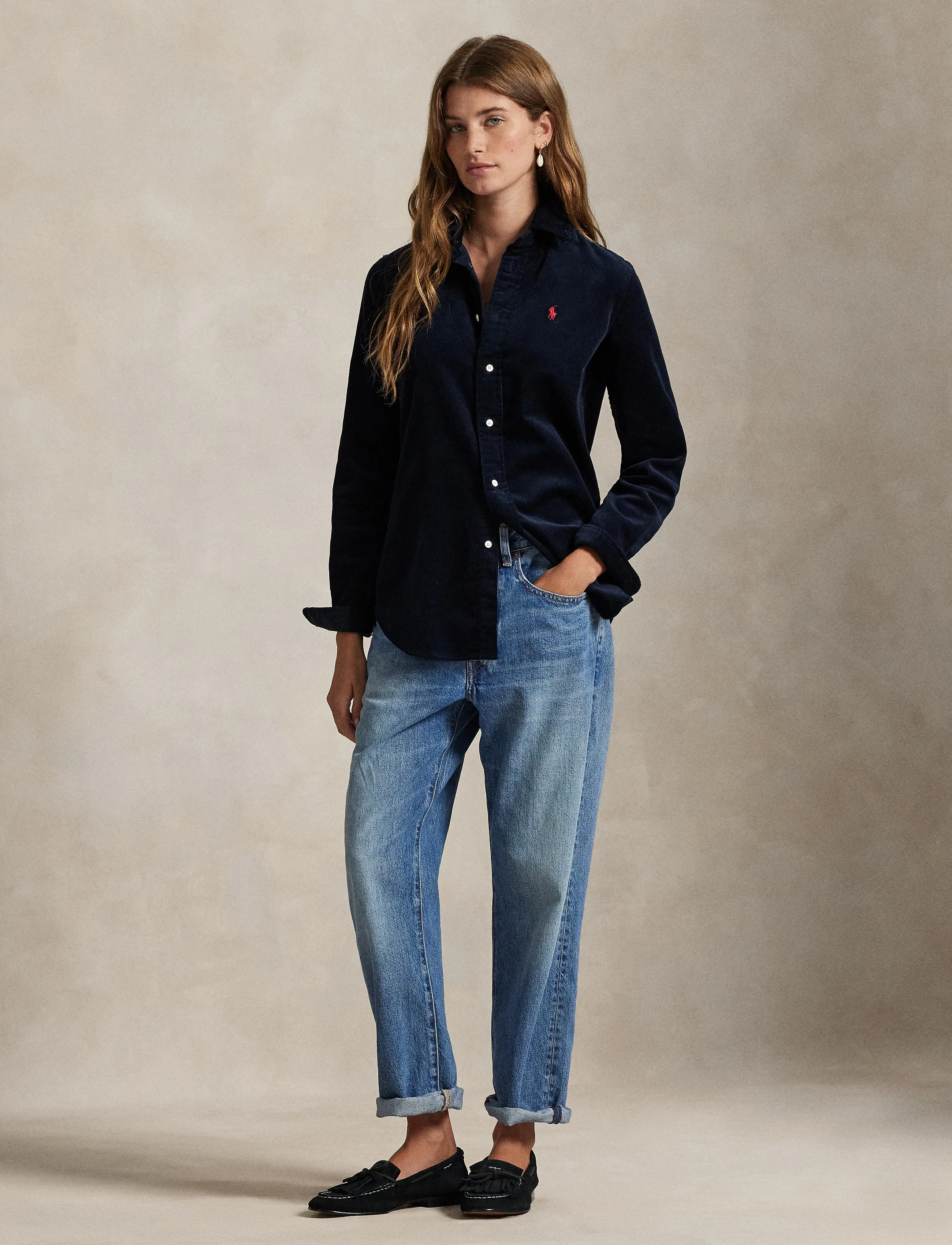 Polo Ralph Lauren Stretch Slim Fit Cotton Corduroy Shirt - Ralph Lauren - NAVY / navy