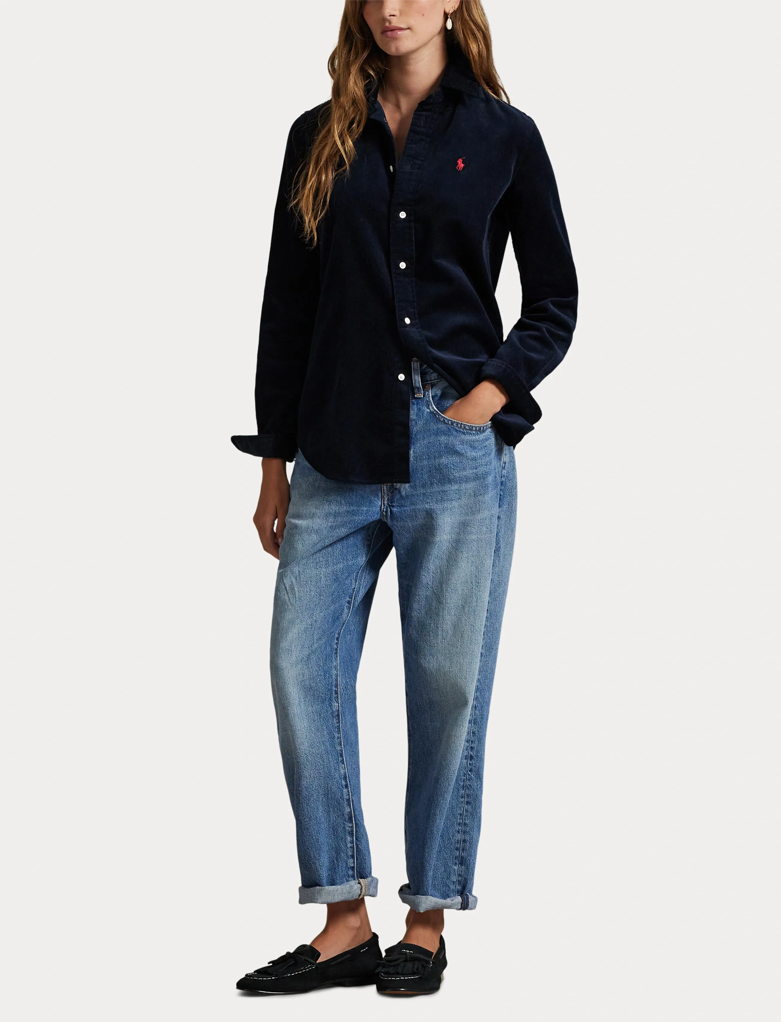 Polo Ralph Lauren - Stretch Slim Fit Cotton Corduroy Shirt - chemises en jeans - navy - 4