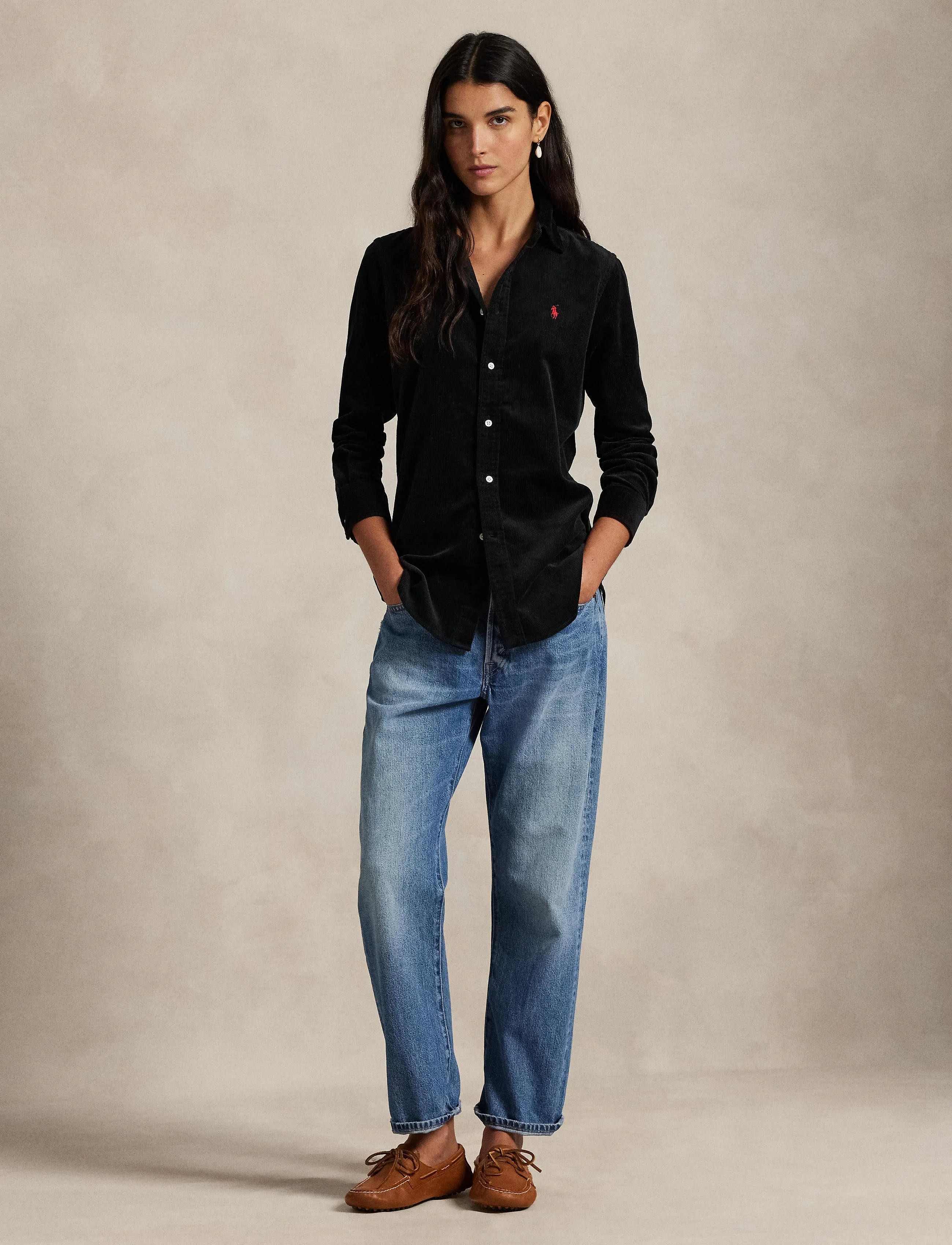 Polo Ralph Lauren Stretch Slim Fit Cotton Corduroy Shirt - Ralph Lauren - POLO BLACK / black