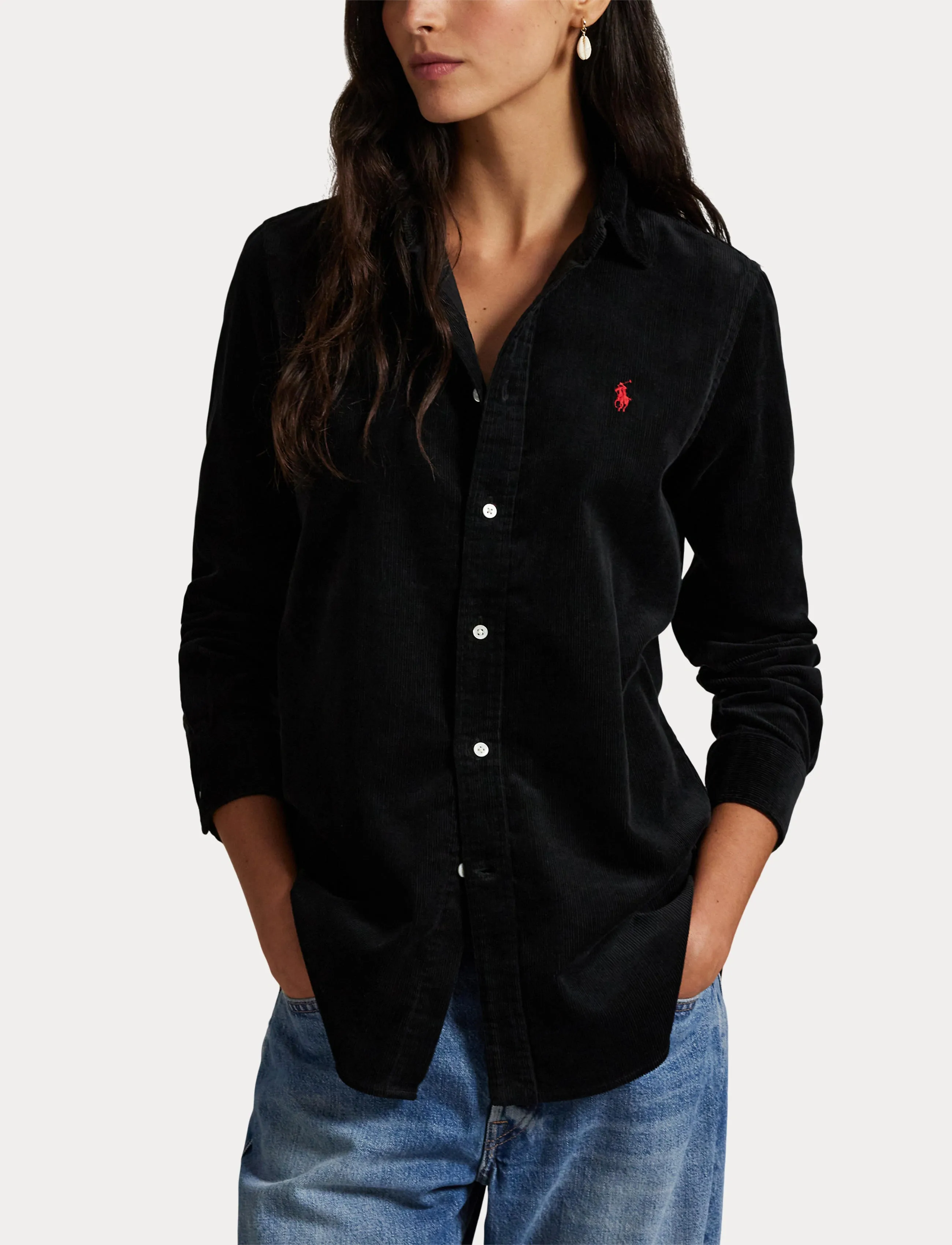 Polo Ralph Lauren - Stretch Slim Fit Cotton Corduroy Shirt - denim shirts - polo black - 5