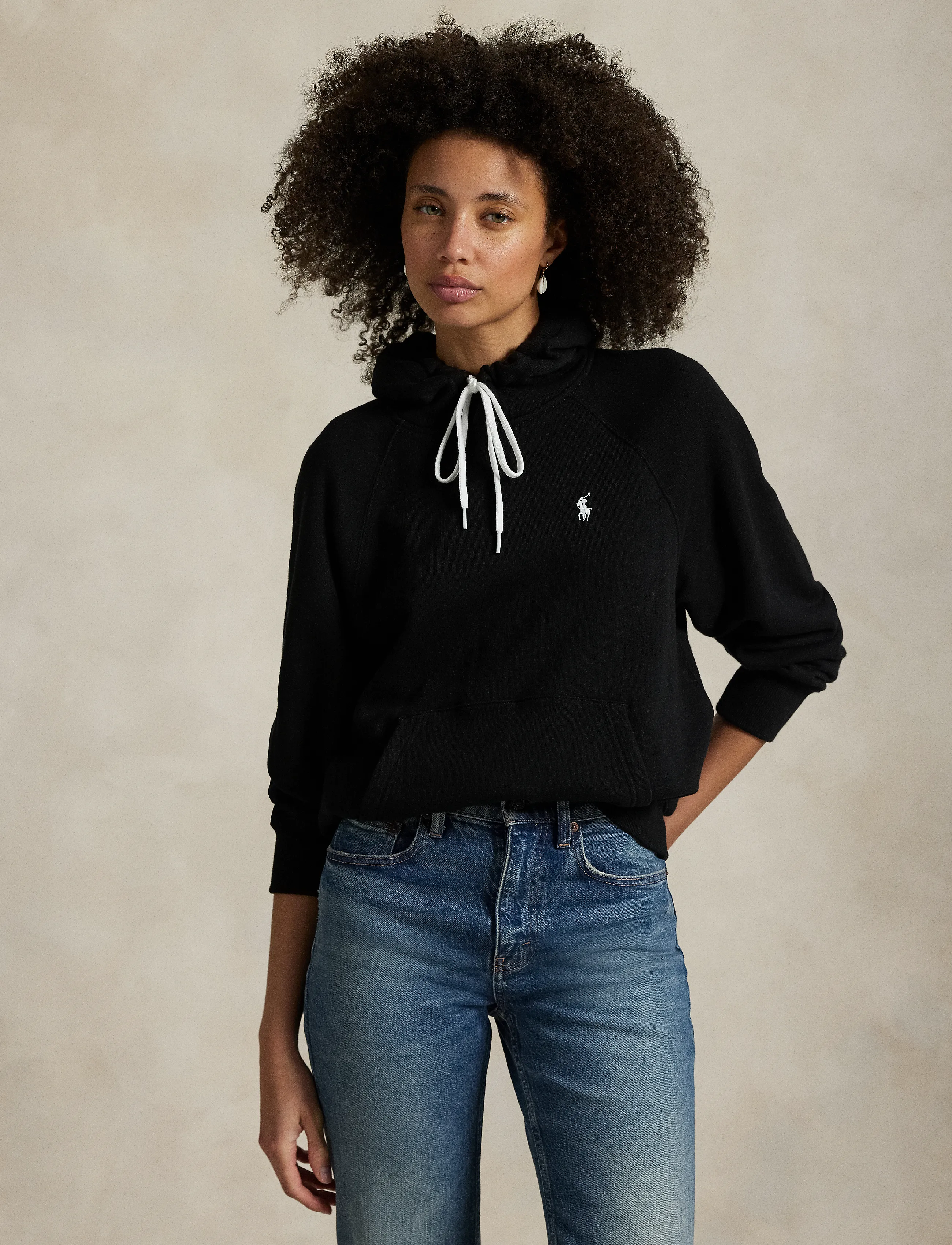 Polo Ralph Lauren Shrunken Fit Lightweight Fleece Hoodie - Ralph Lauren - POLO BLACK / black
