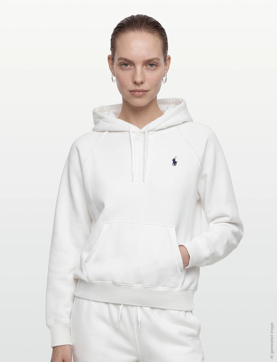 Polo Ralph Lauren - Shrunken Fit Fleece Hoodie - sweatshirts & hættetrøjer - white - 3