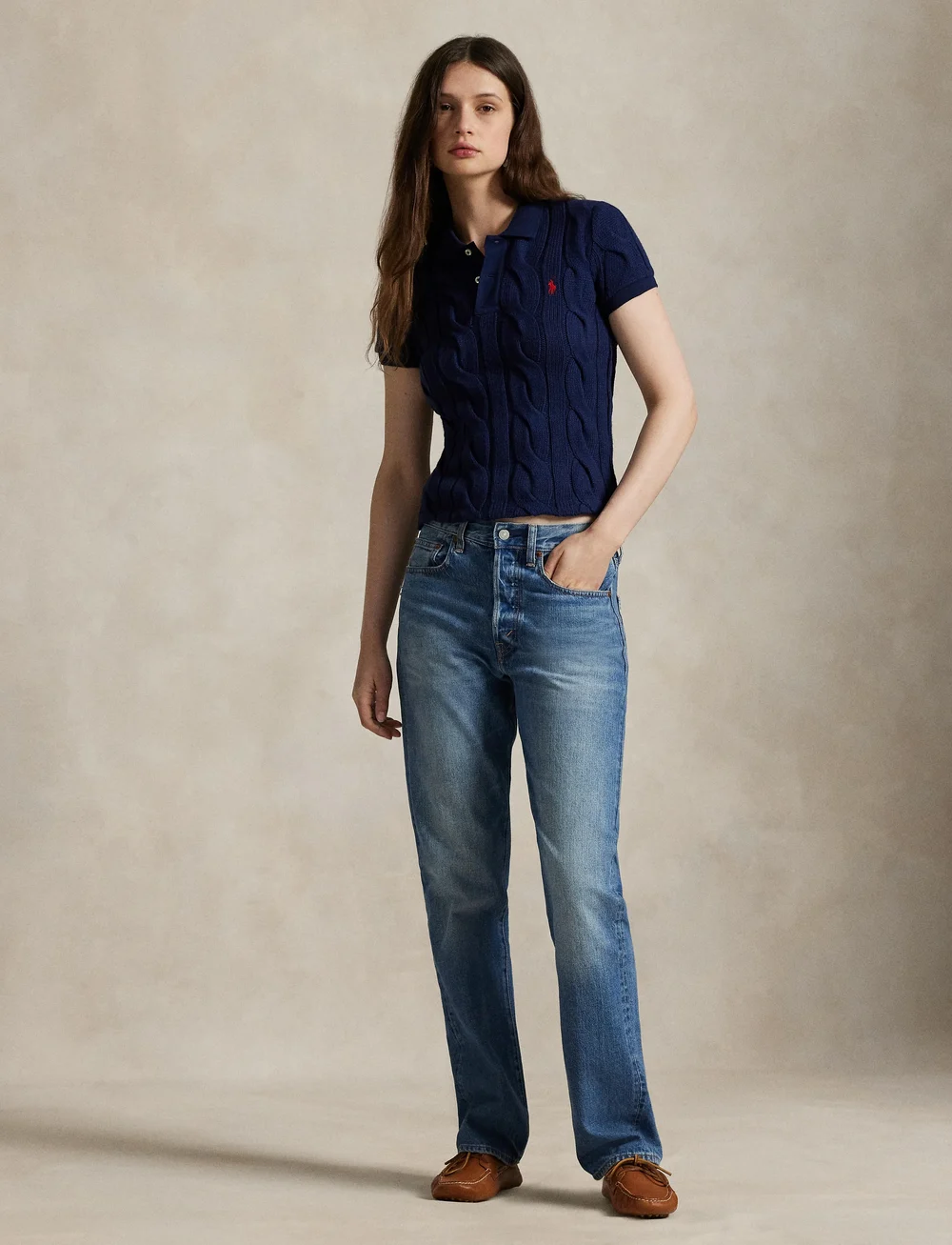 Polo Ralph Lauren - Cable-Knit Cotton Polo Shirt - pikéer - newport navy - 0