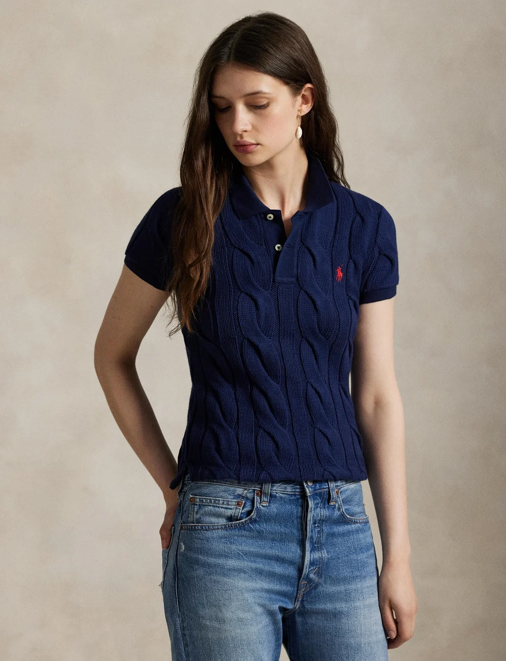 Polo Ralph Lauren - Cable-Knit Cotton Polo Shirt - pikéer - newport navy - 3