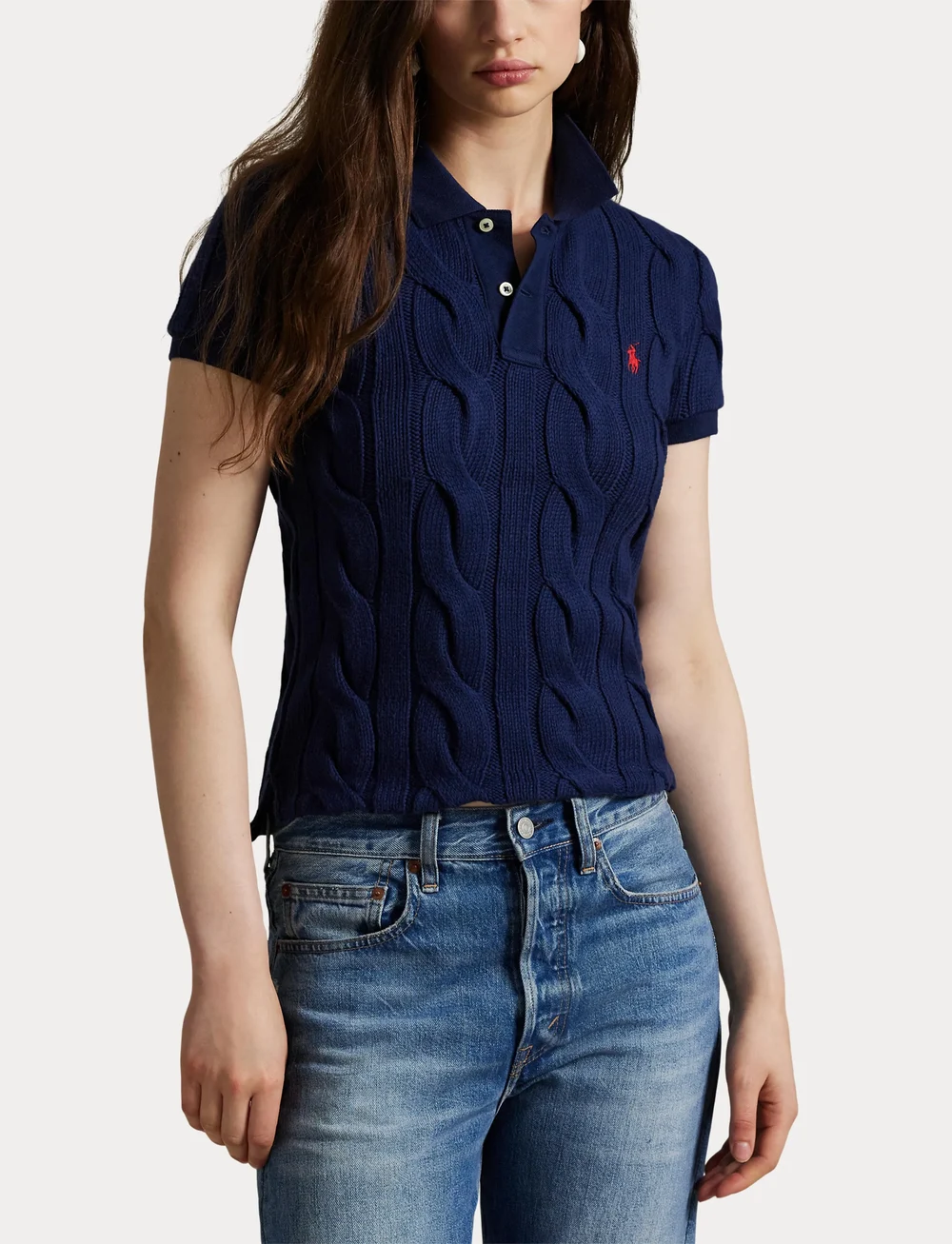 Polo Ralph Lauren - Cable-Knit Cotton Polo Shirt - pikéer - newport navy - 5