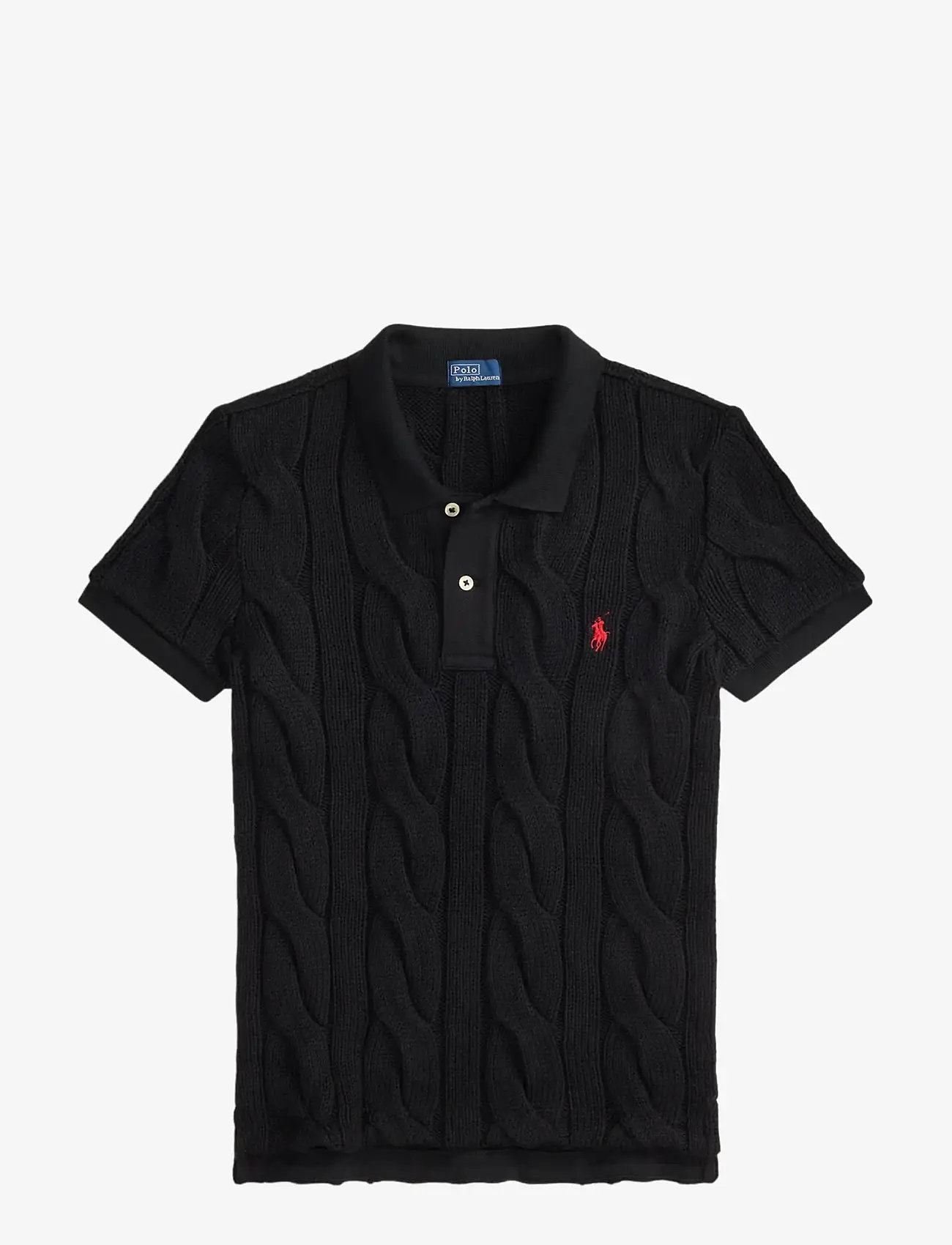 Polo Ralph Lauren - Cable-Knit Cotton Polo Shirt - pikéer - polo black - 1