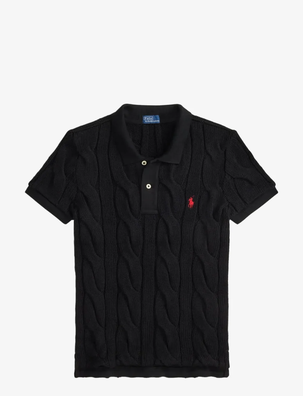 Polo Ralph Lauren - Cable-Knit Cotton Polo Shirt - poloskjorter - polo black - 1