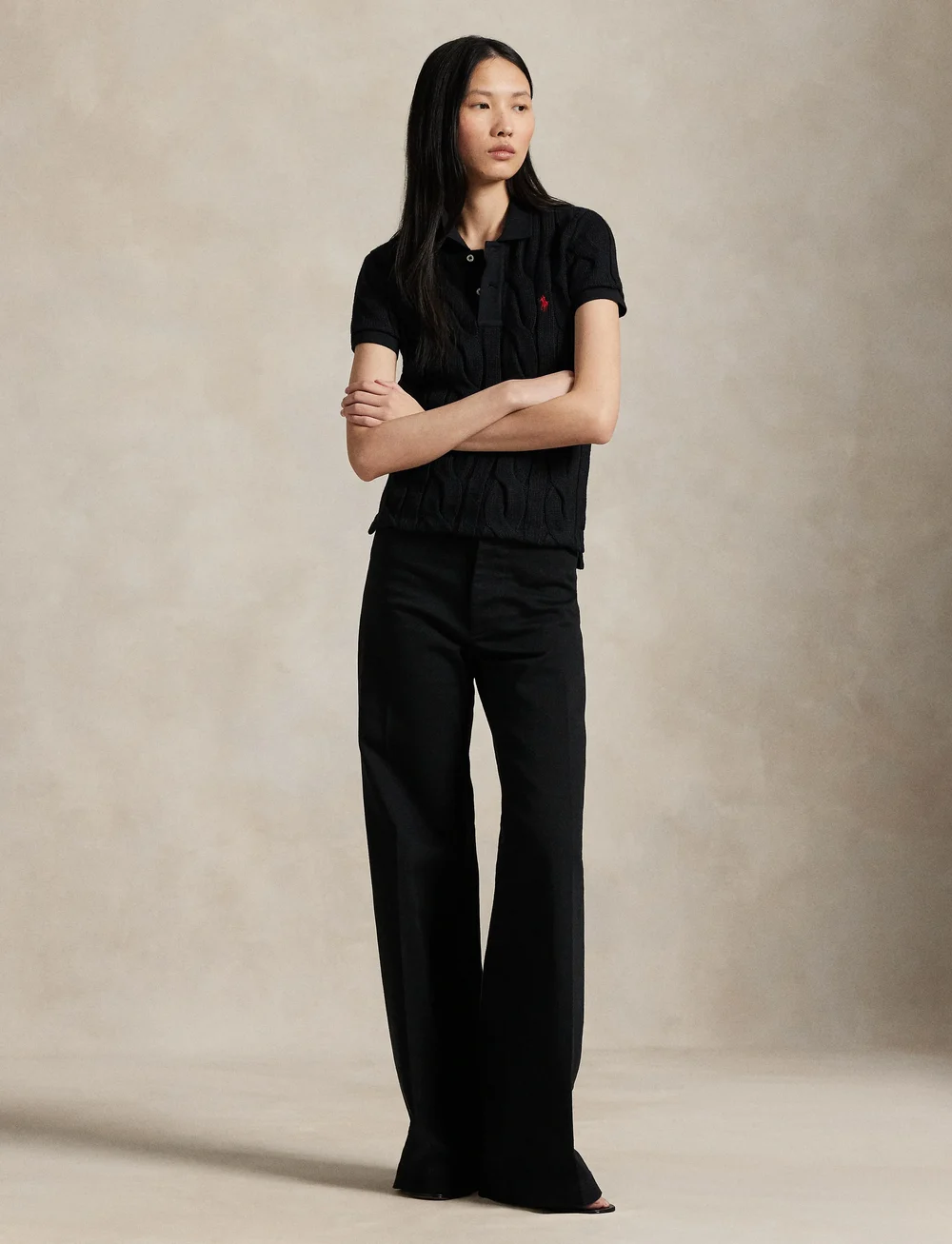 Polo Ralph Lauren - Cable-Knit Cotton Polo Shirt - poloskjorter - polo black - 0