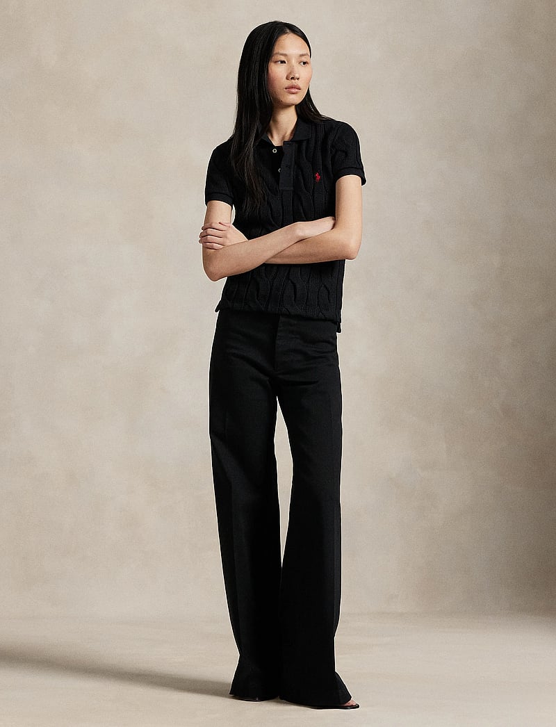 Polo Ralph Lauren - Cable-Knit Cotton Polo Shirt - pikéer - polo black - 0