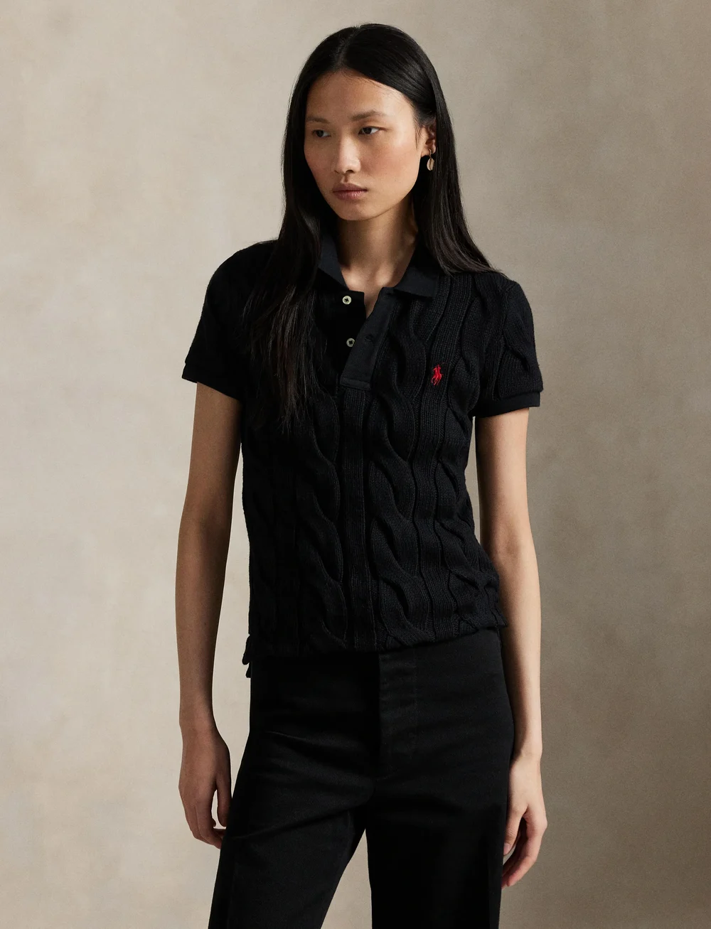 Polo Ralph Lauren - Cable-Knit Cotton Polo Shirt - poloskjorter - polo black - 3