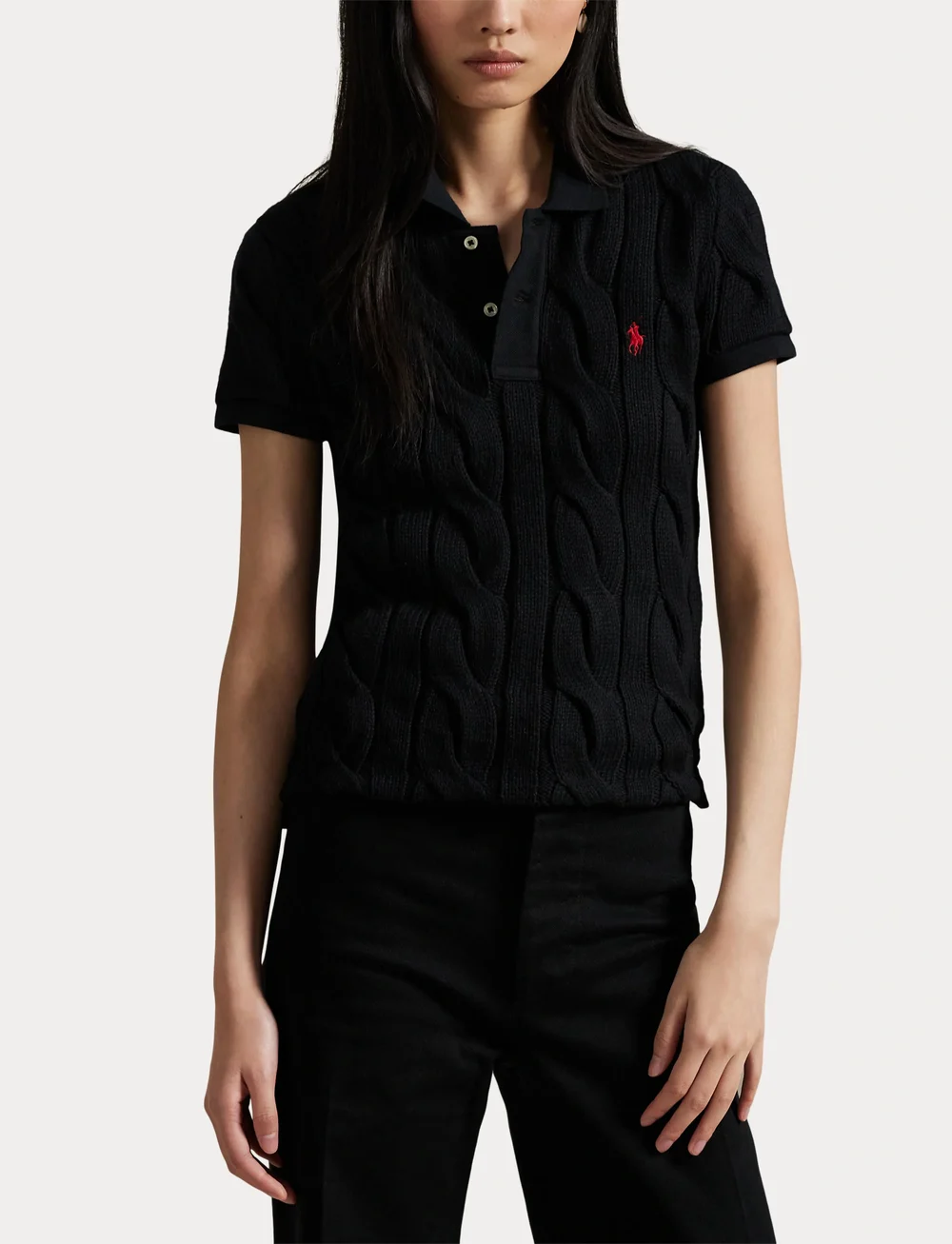 Polo Ralph Lauren - Cable-Knit Cotton Polo Shirt - poloskjorter - polo black - 5