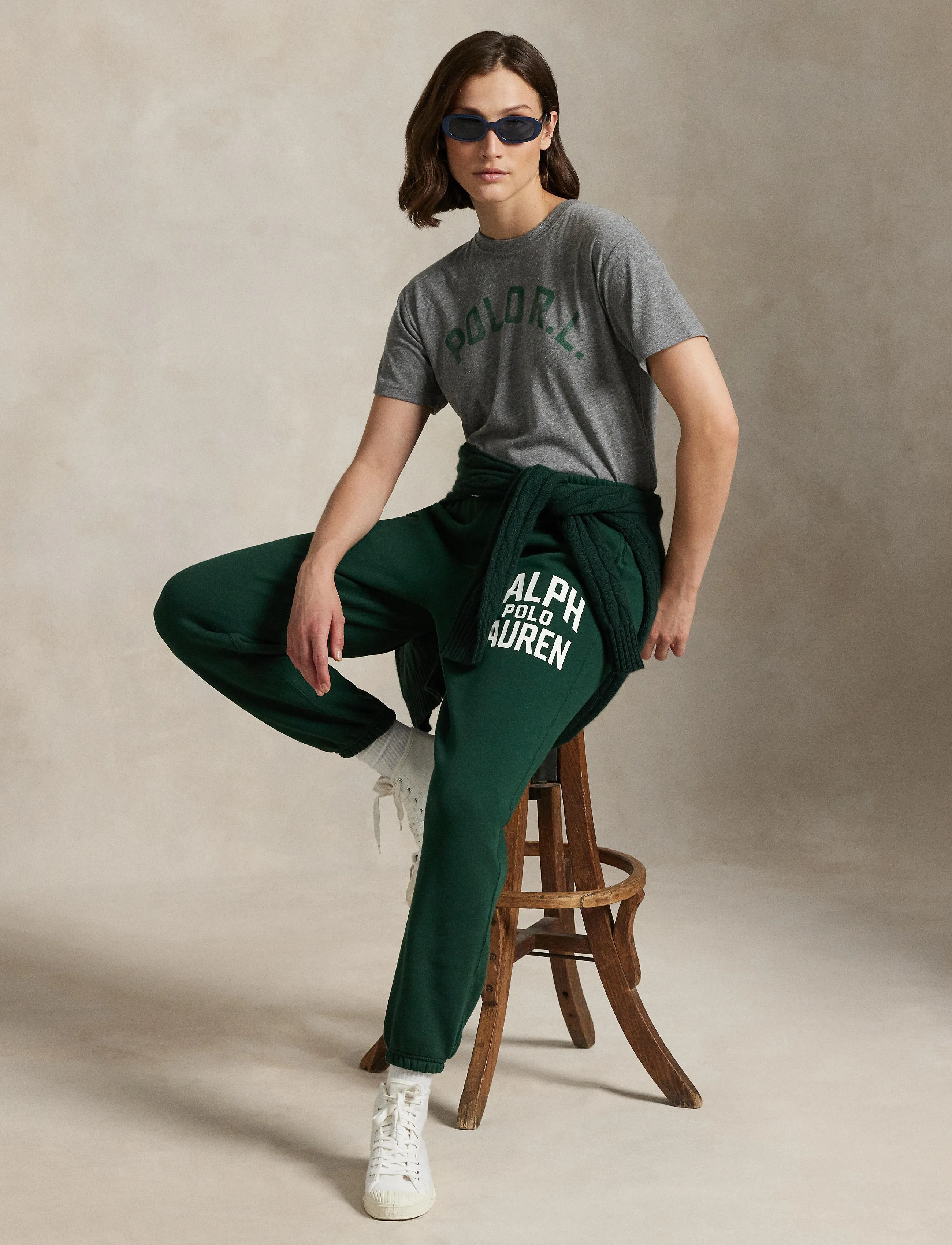 Polo Ralph Lauren Logo Jersey Crewneck Tee - T-shirts & Toppar - HEATHER GREY/GREE / grey