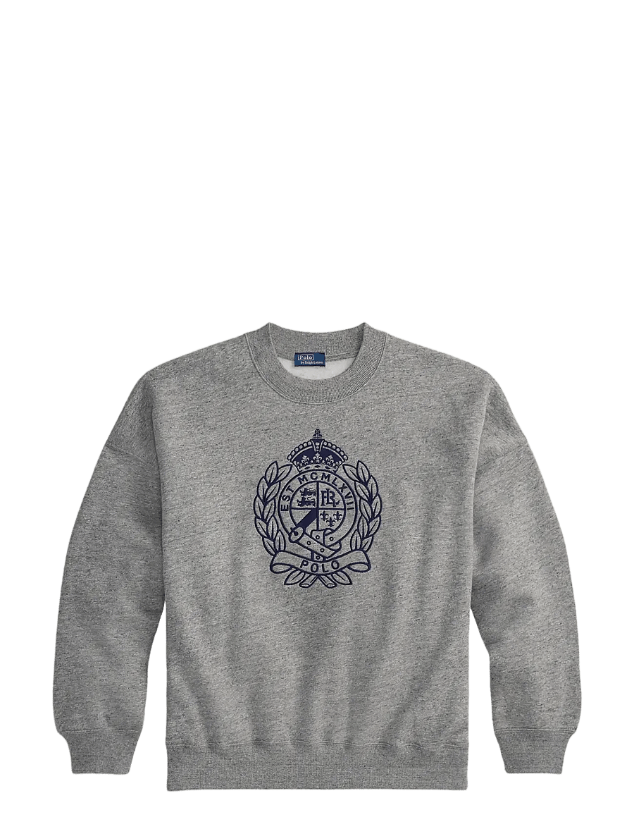 Polo Ralph Lauren - Embroidered-Crest Fleece Crewneck - dark vintage heat - 1