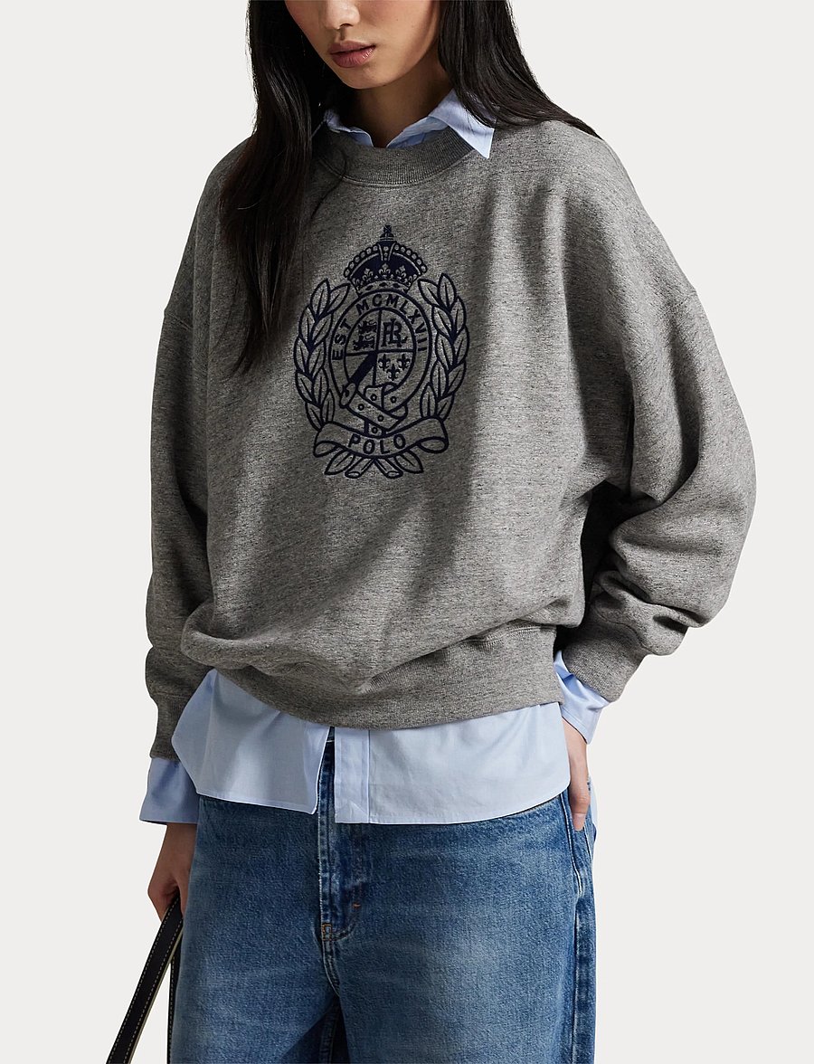 Polo Ralph Lauren - Embroidered-Crest Fleece Crewneck - dark vintage heat - 5