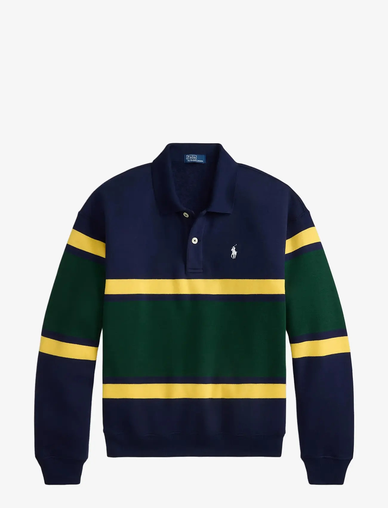 Polo Ralph Lauren - Striped Fleece Long-Sleeve Polo Shirt - navy multi - 1