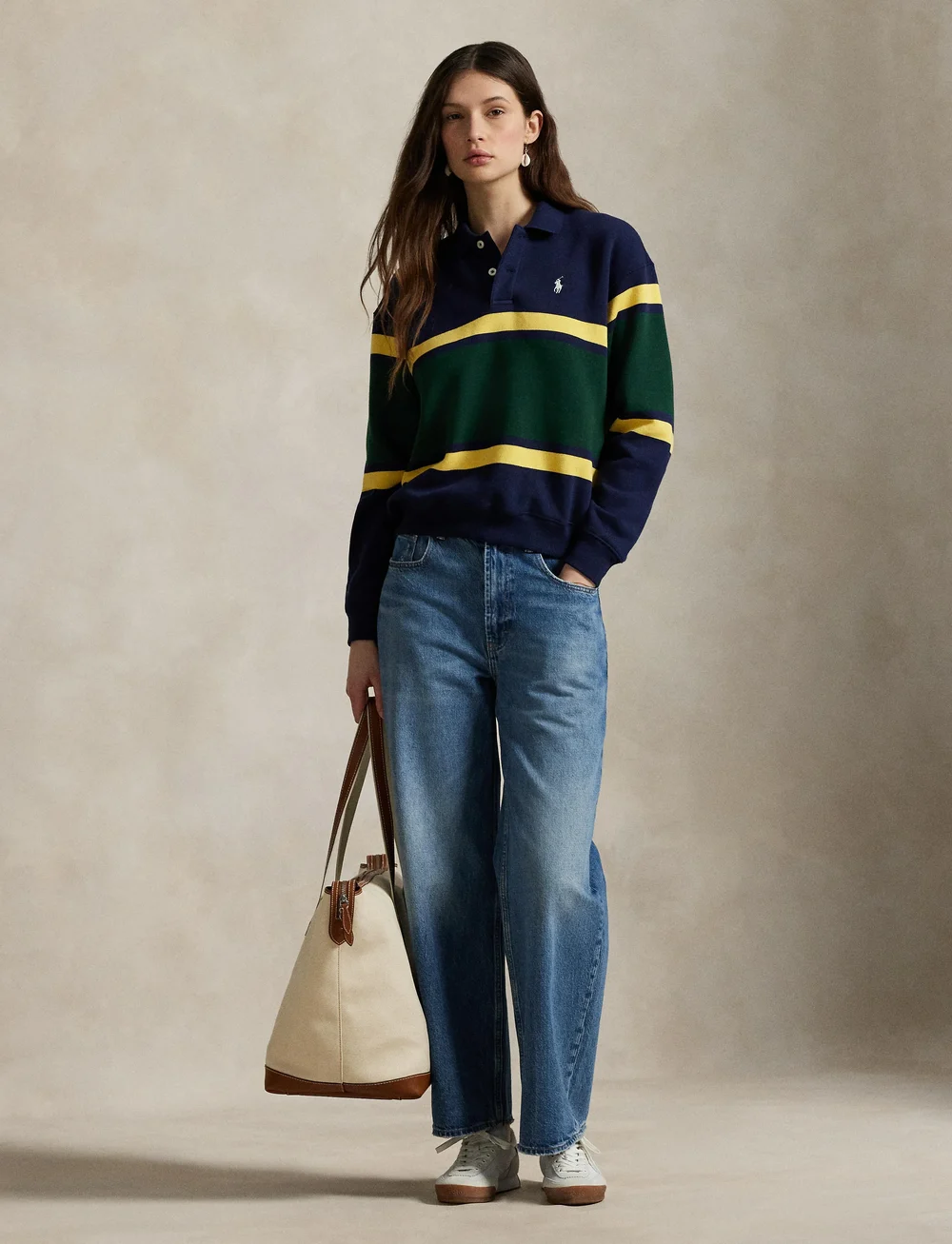 Polo Ralph Lauren - Striped Fleece Long-Sleeve Polo Shirt - hauts à manches longues - navy multi - 0