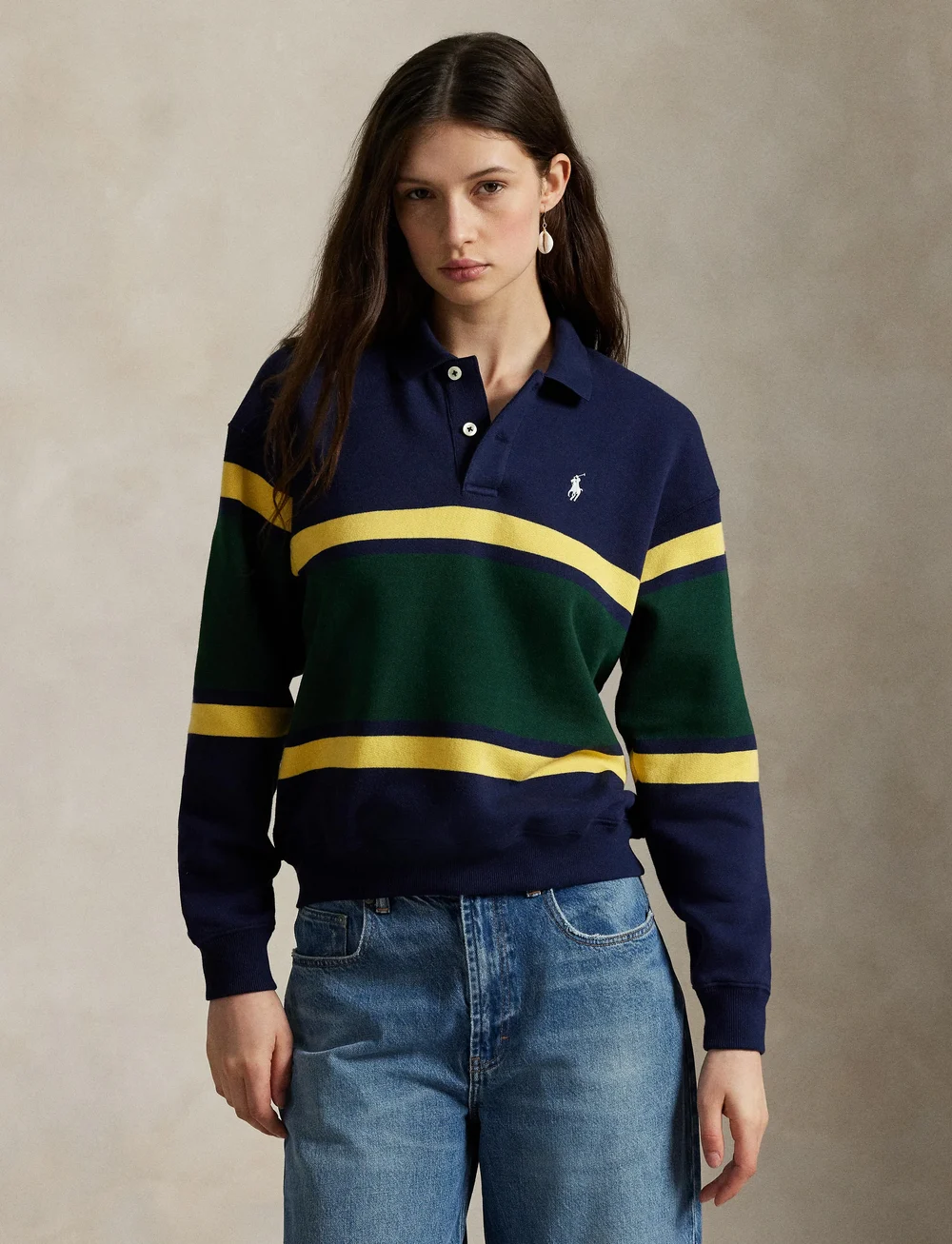 Polo Ralph Lauren - Striped Fleece Long-Sleeve Polo Shirt - hauts à manches longues - navy multi - 3
